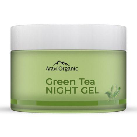 aravi organic green tea night gel cream with vitamin c for men & women