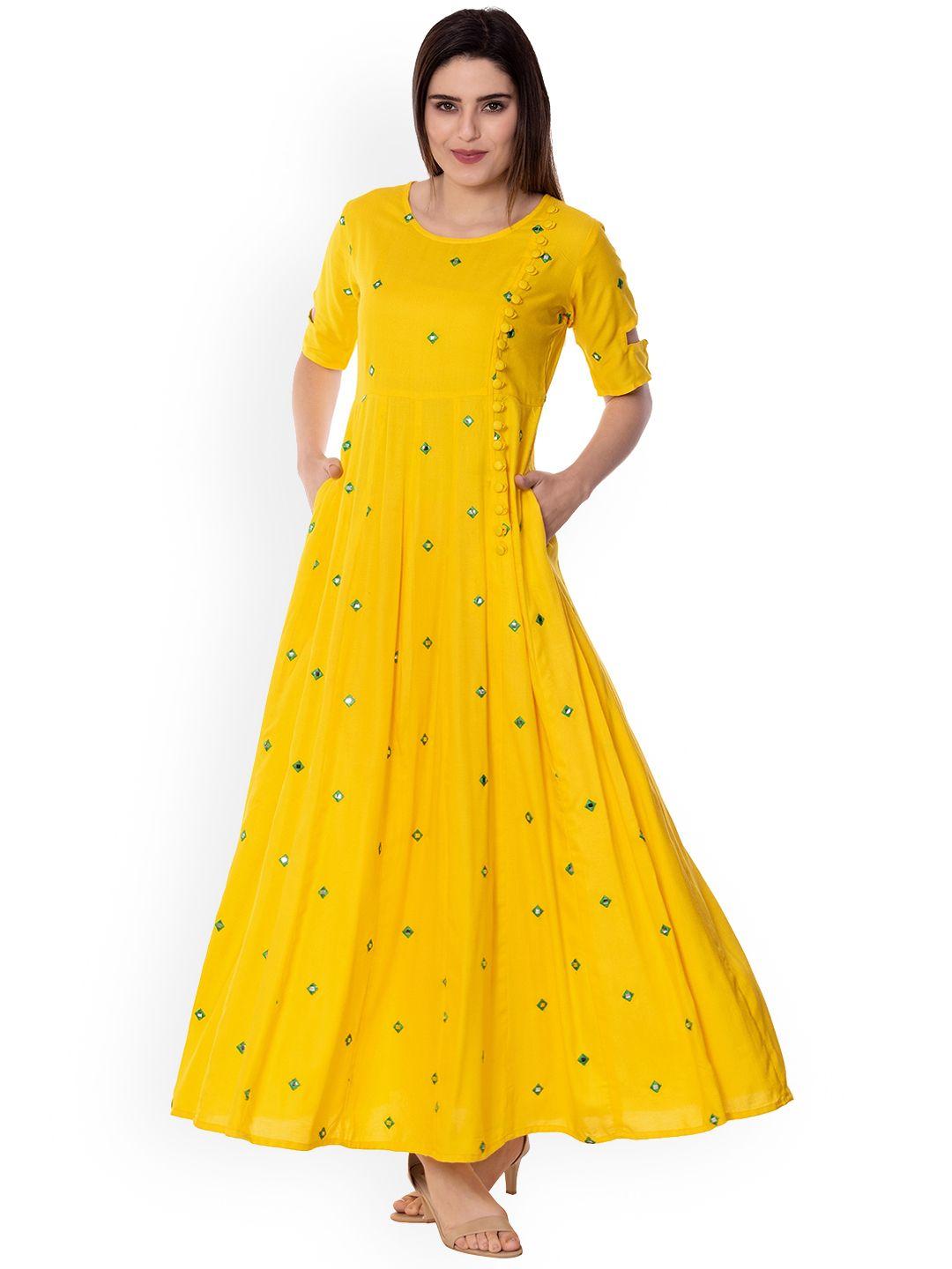 arayna ethnic motifs embroidered mirror work anarkali kurta