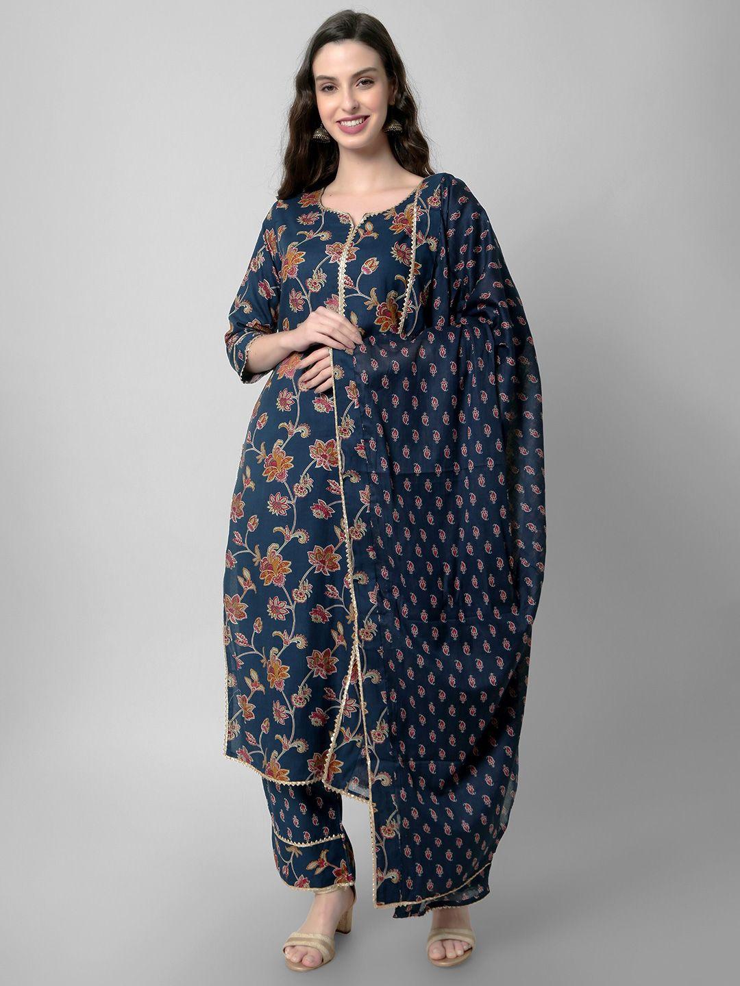 arayna floral printed regular kurta with palazzos & dupatta