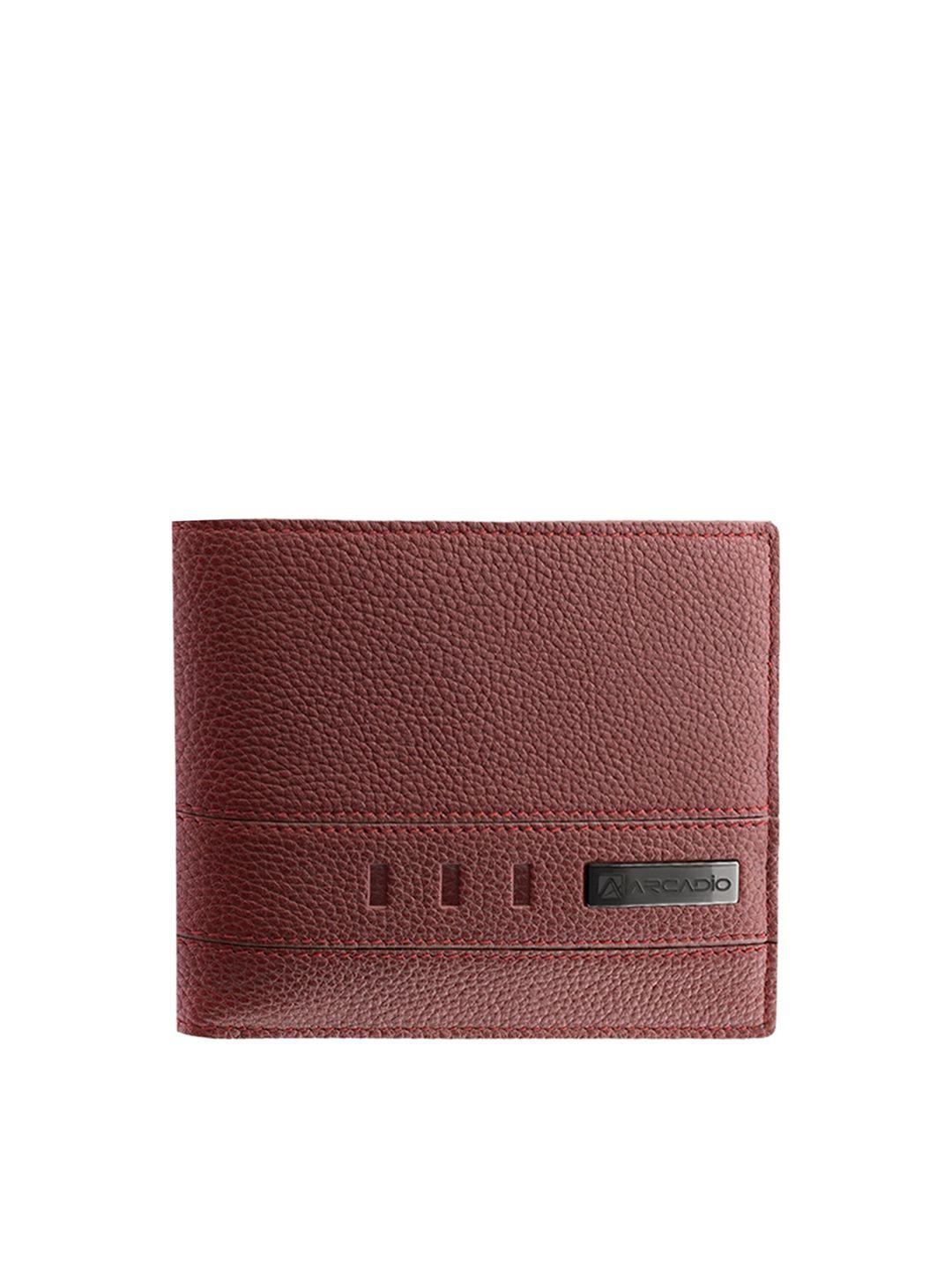 arcadio men red textured leather rfid two fold wallet