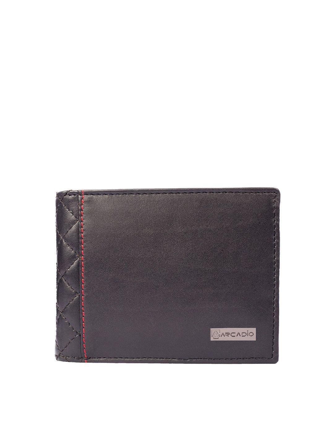 arcadio men black leather two fold wallet