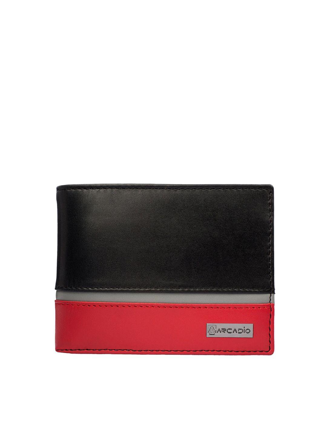 arcadio men black textured leather two fold wallet