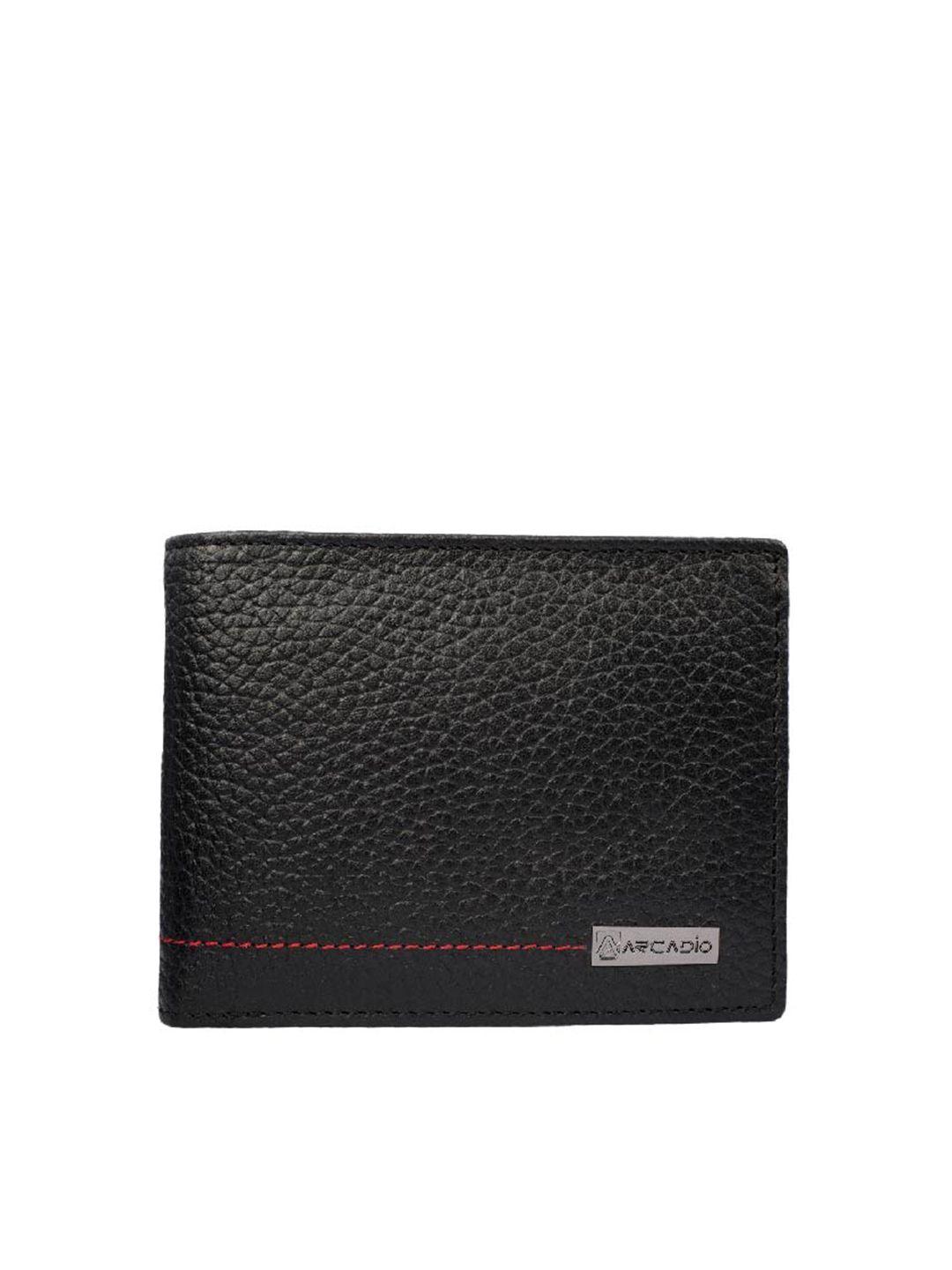 arcadio men black textured leather two fold wallet