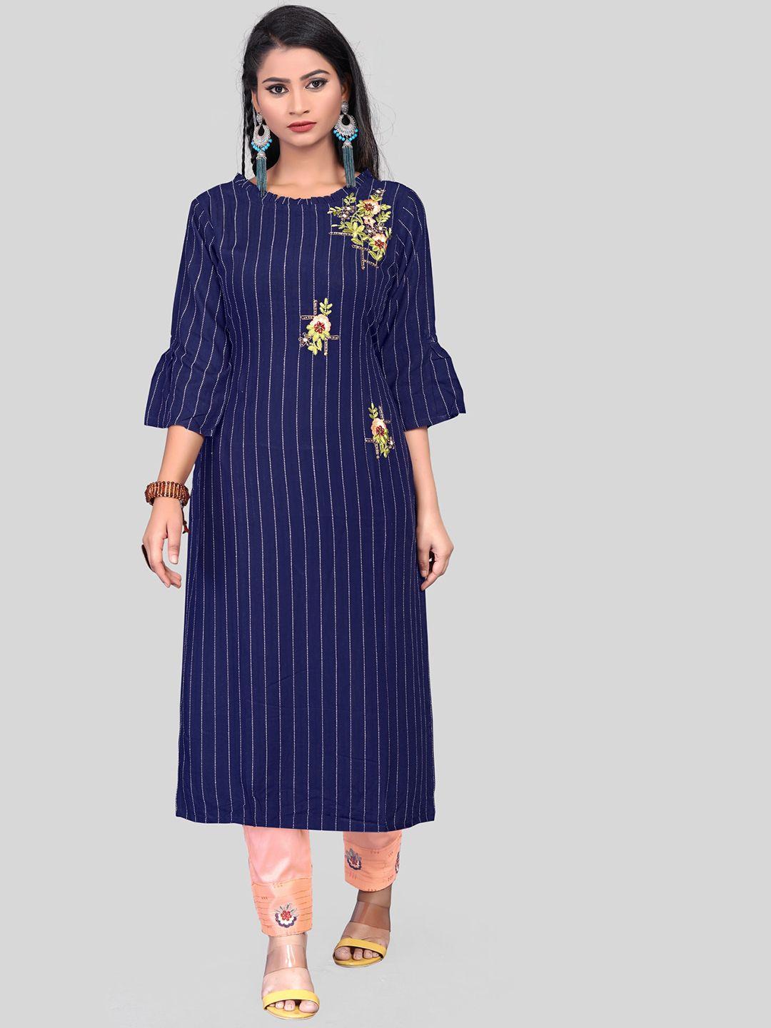 archittam floral embroidered beads and stones straight kurta with trousers