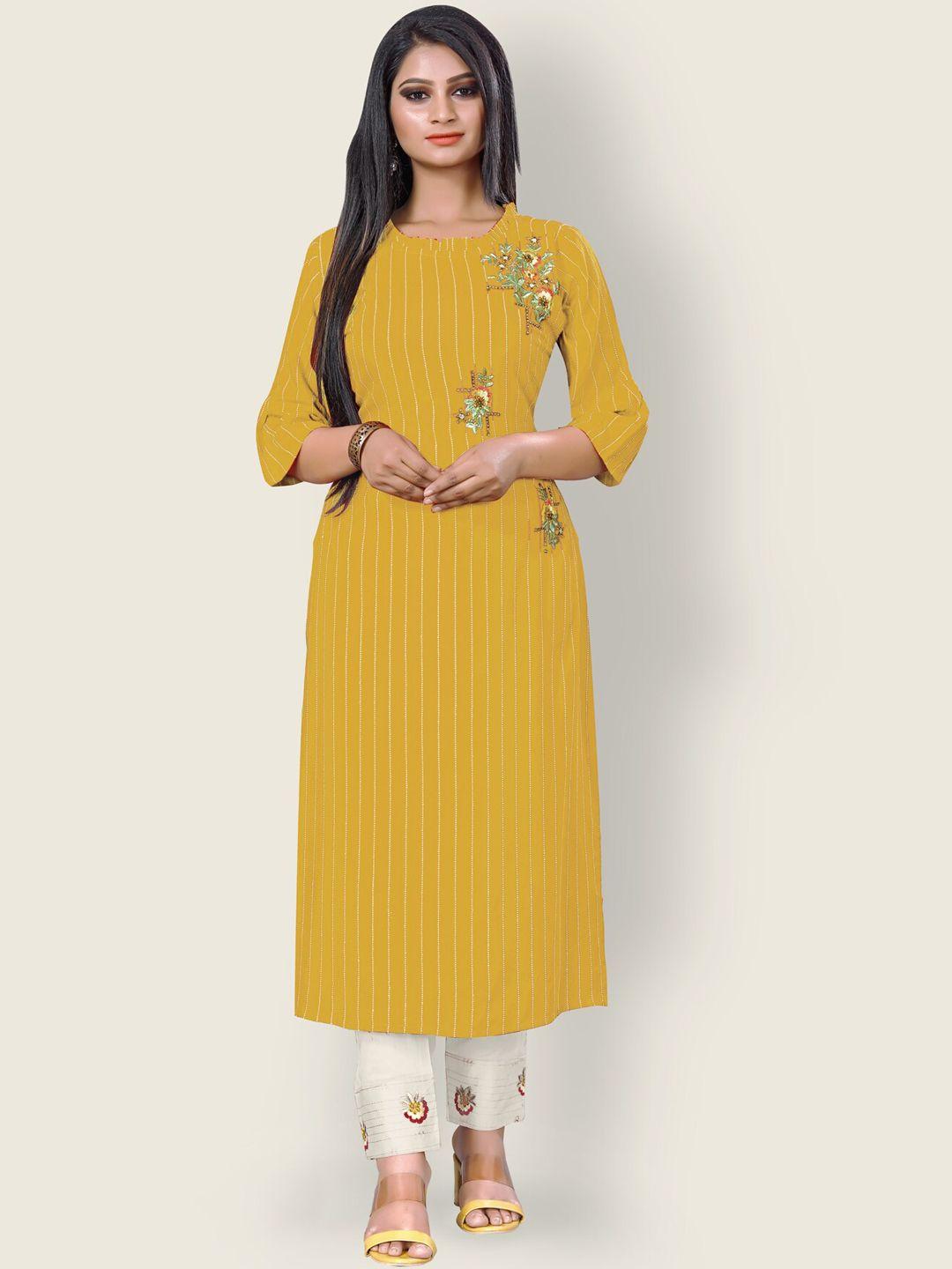 archittam floral embroidered regular kurta with trousers