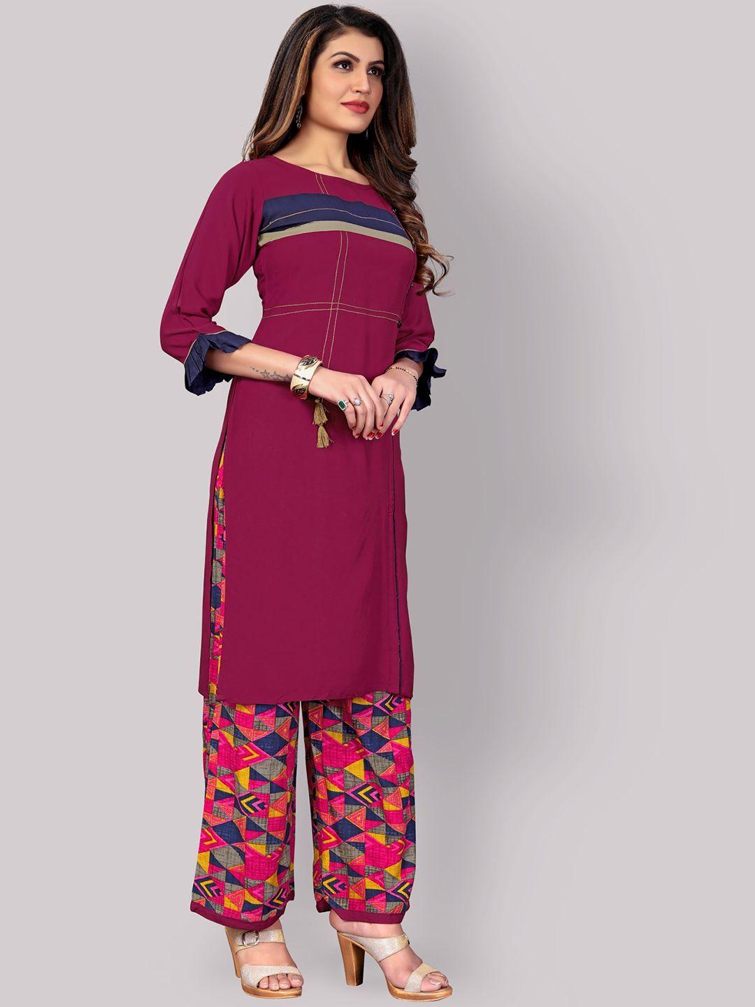 archittam striped regular kurta with palazzos