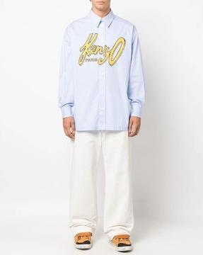 archive relaxed fit cotton over shirt with logo