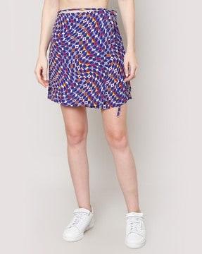 archive flag print wrap skirt