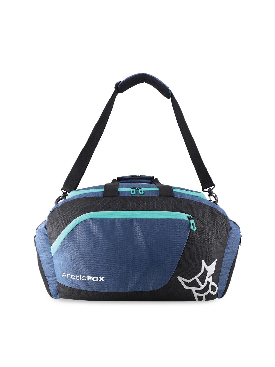 arctic fox blue & black colourblocked travel duffel bag