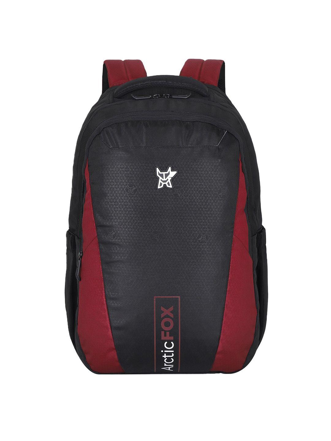 arctic fox unisex maroon & black colourblocked laptop bag