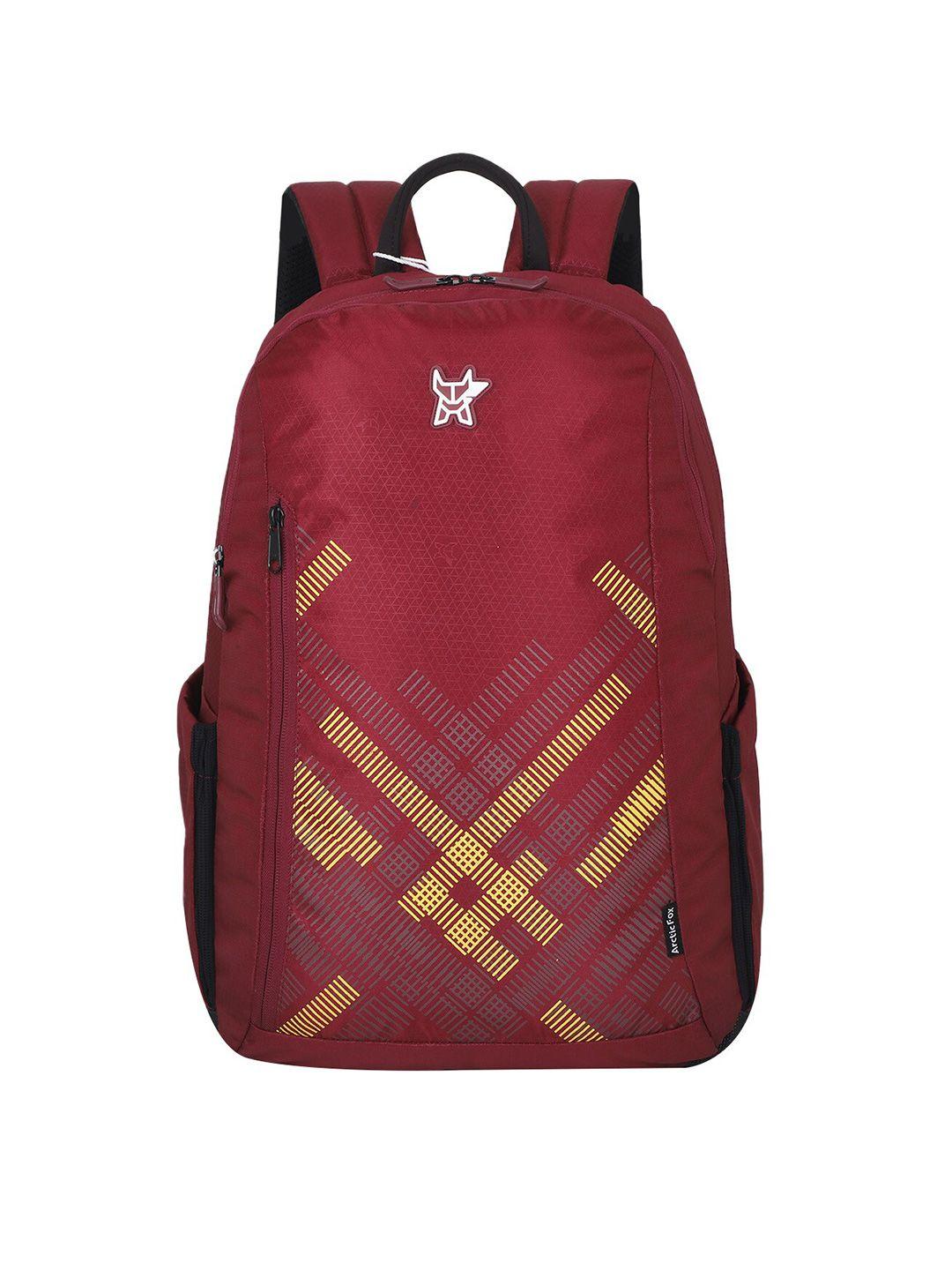 arctic fox unisex maroon & black printed laptop bag