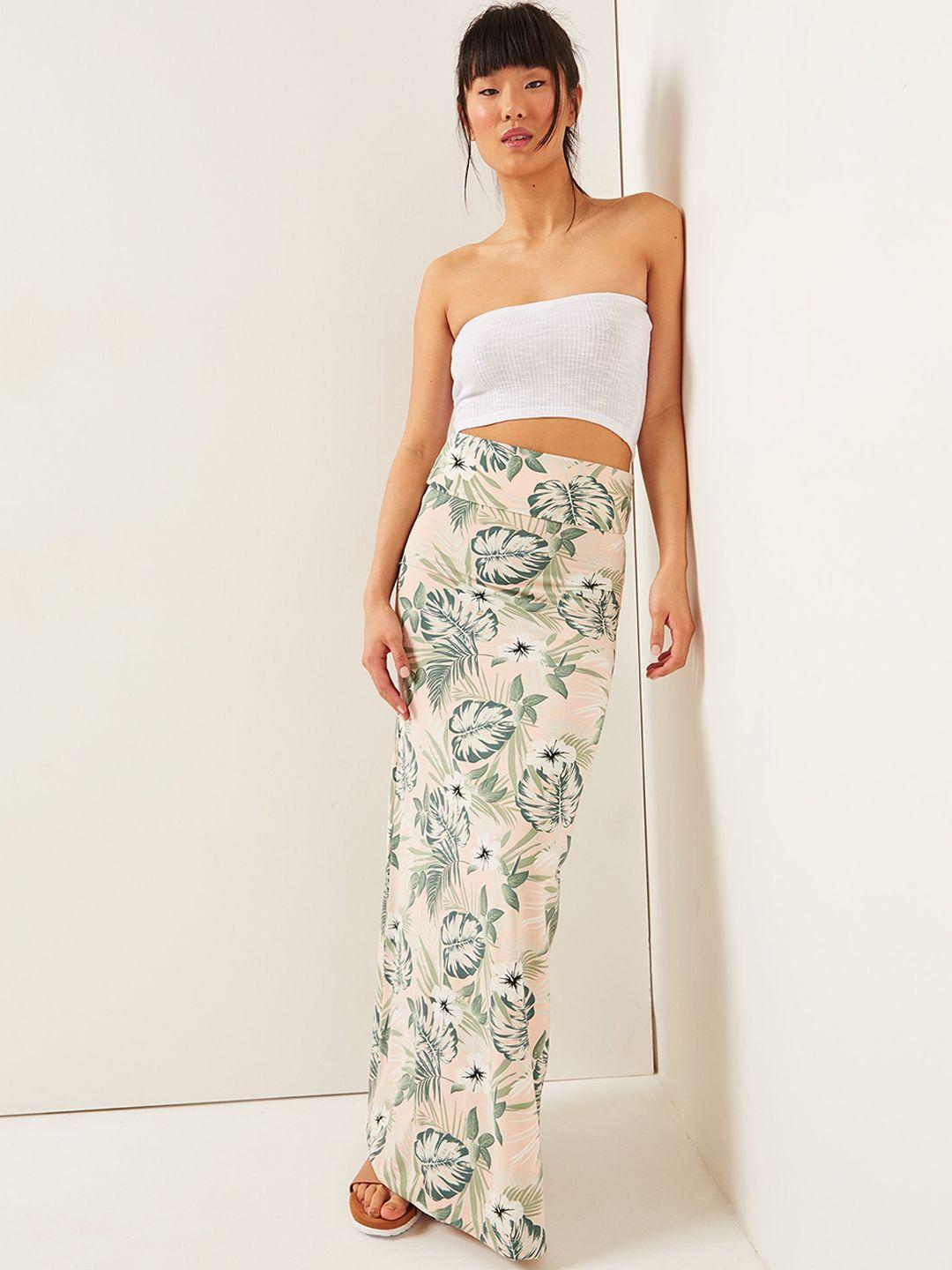 ardene tropical printed a-line maxi skirt