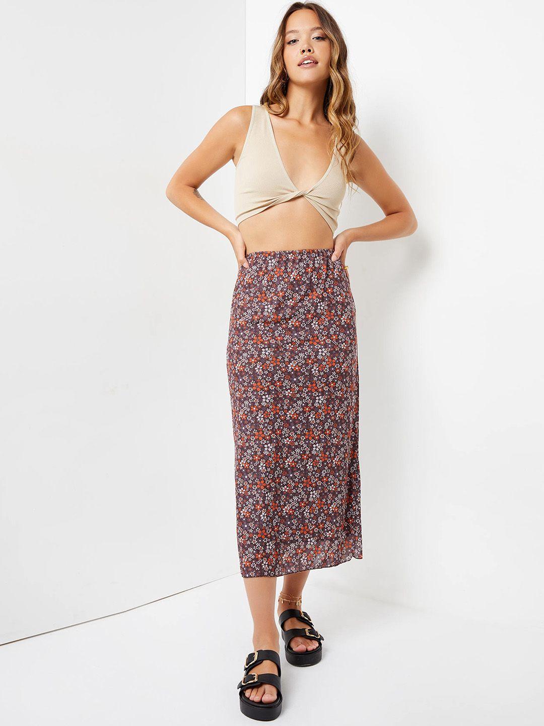 ardene floral printed knee length a-line skirt