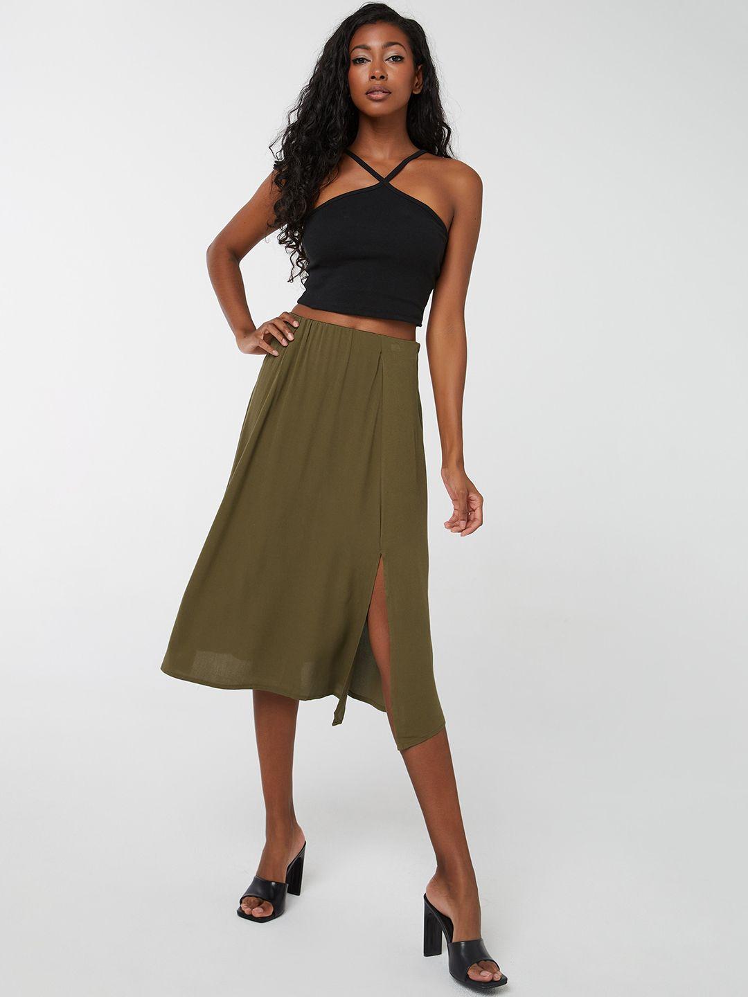 ardene knee length gathered detail flared skirt