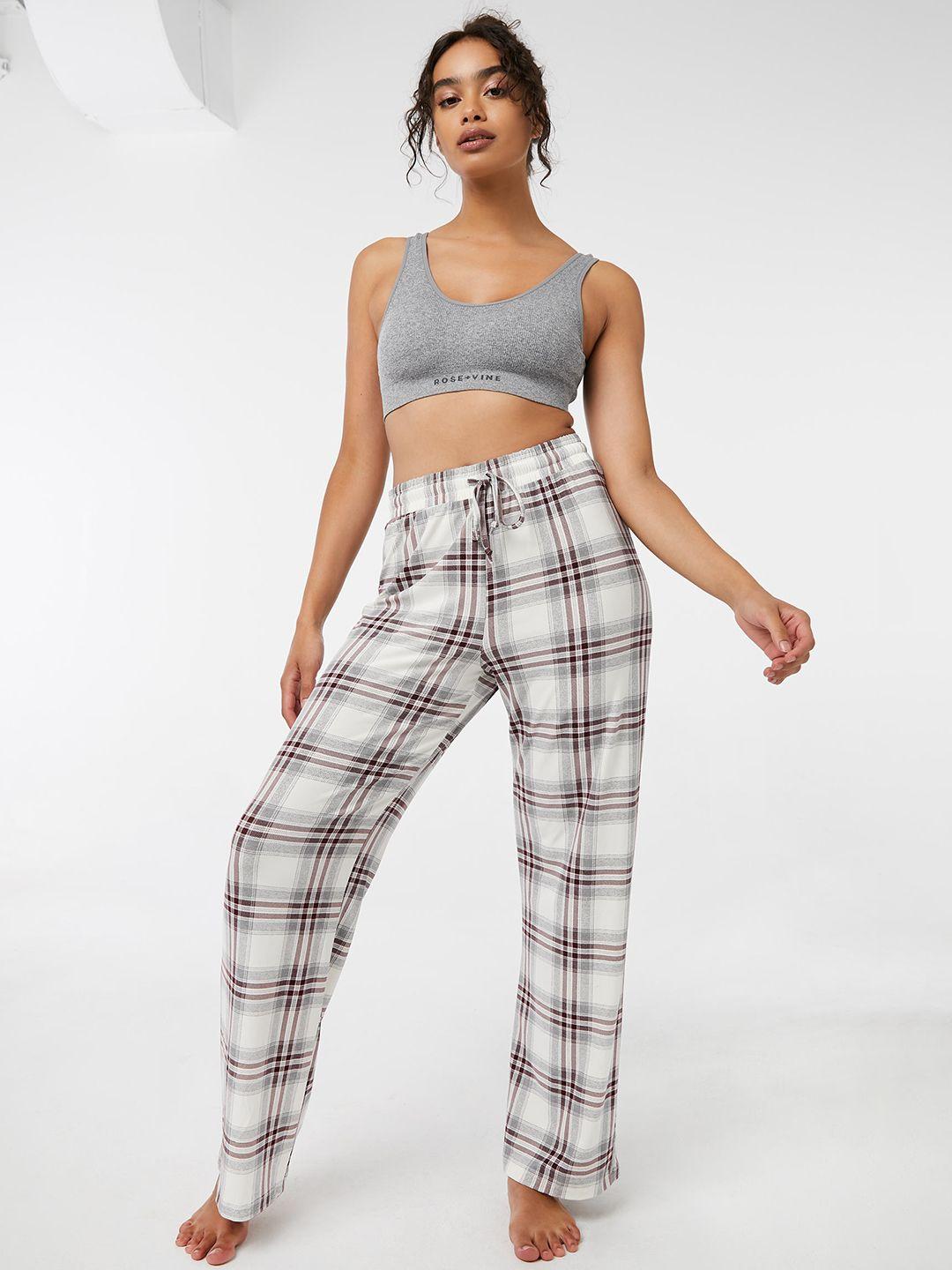 ardene women checked drawstring lounge pants