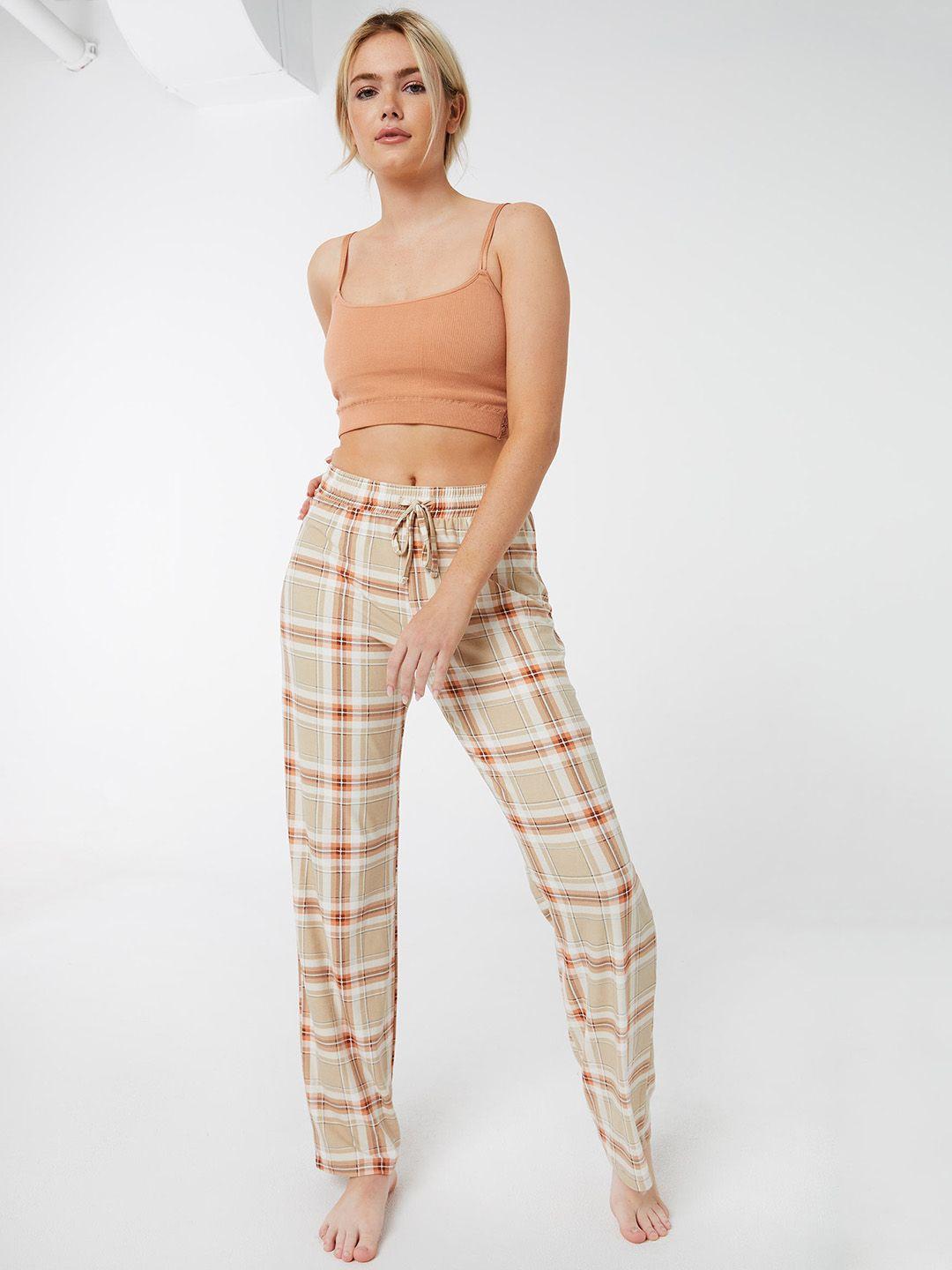 ardene women checked drawstring lounge pants