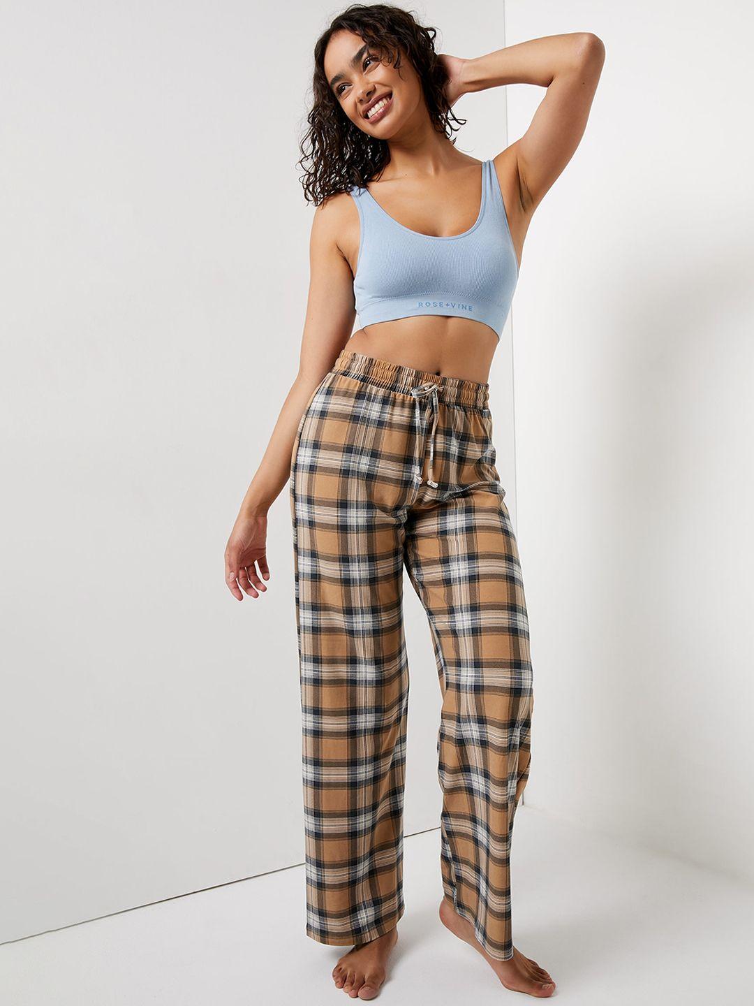 ardene women checked drawstring lounge pants