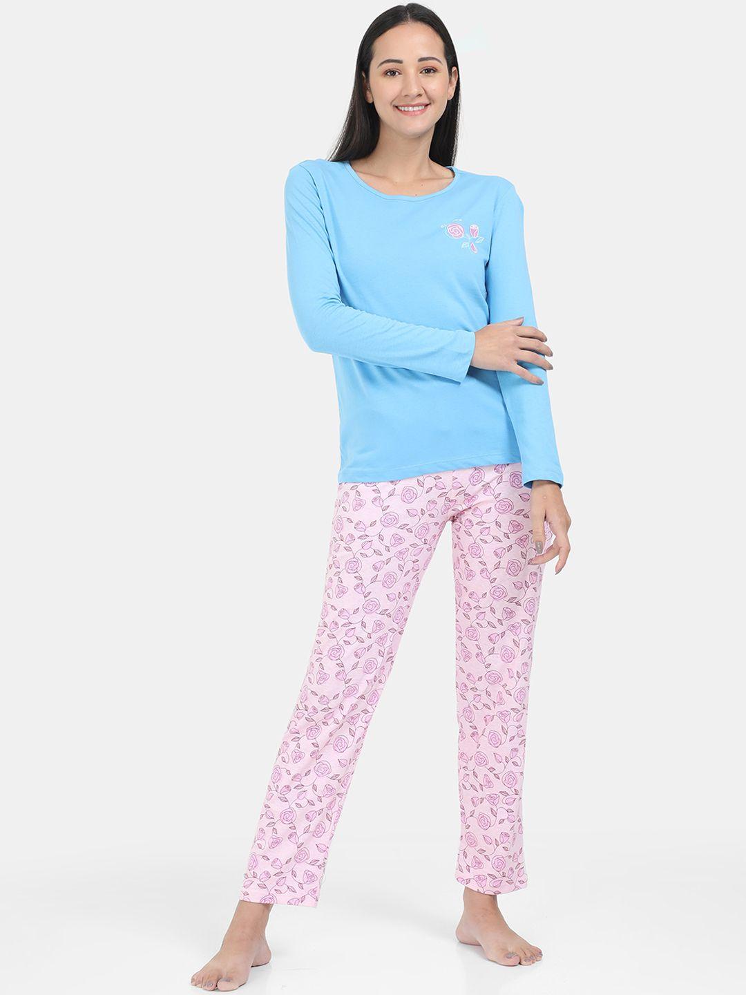 ardeur-women-blue-&-pink-printed-night-suit