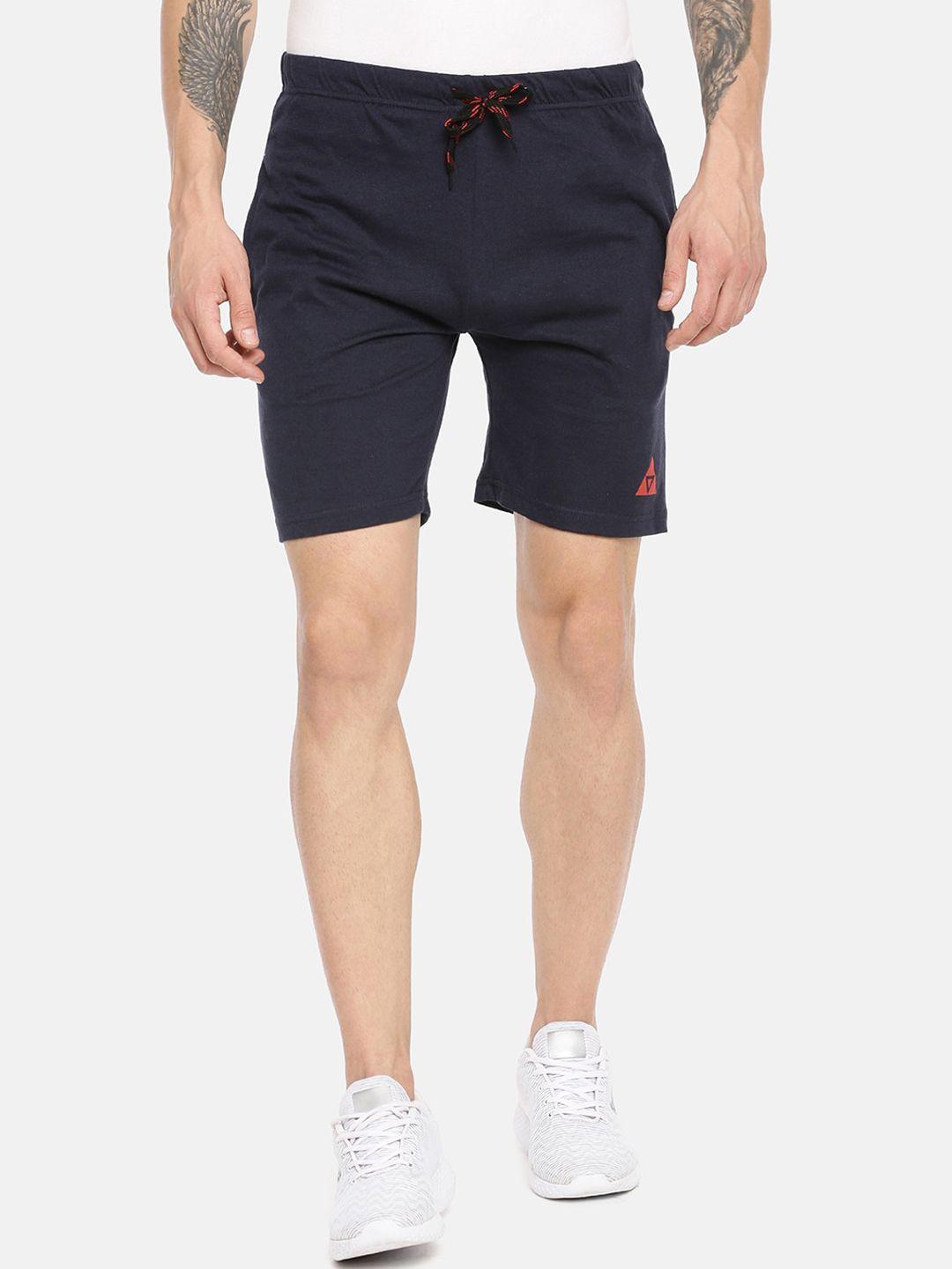 ardeur men navy blue solid sports shorts