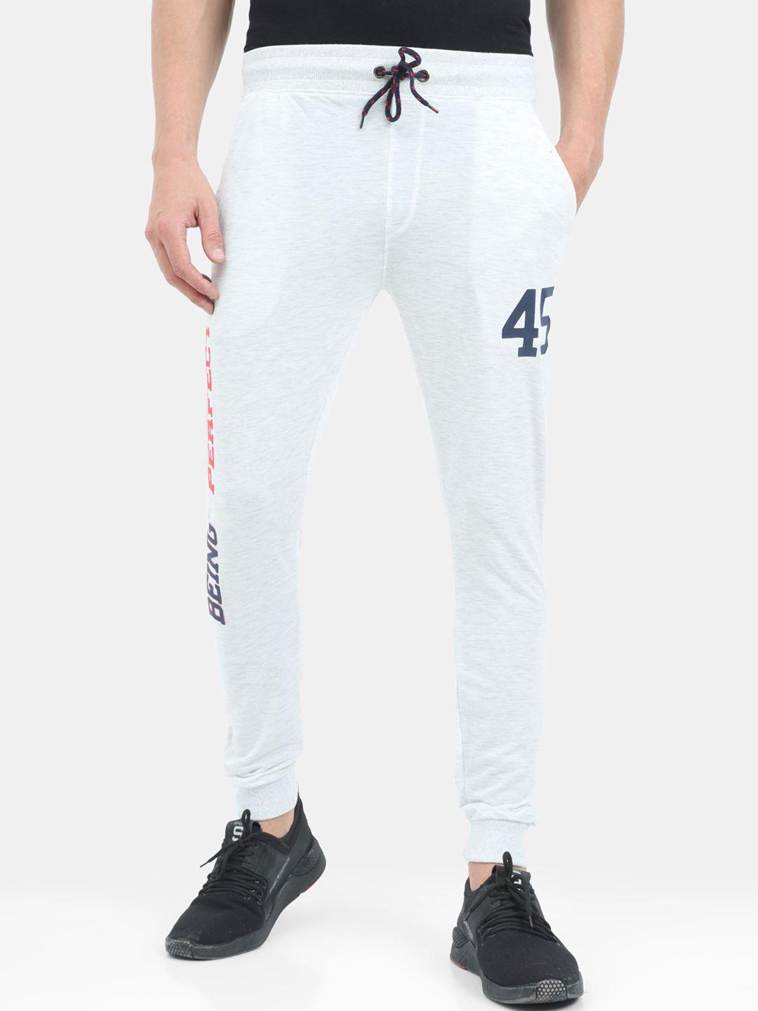 ardeur men off-white printed regular fit cotton joggers