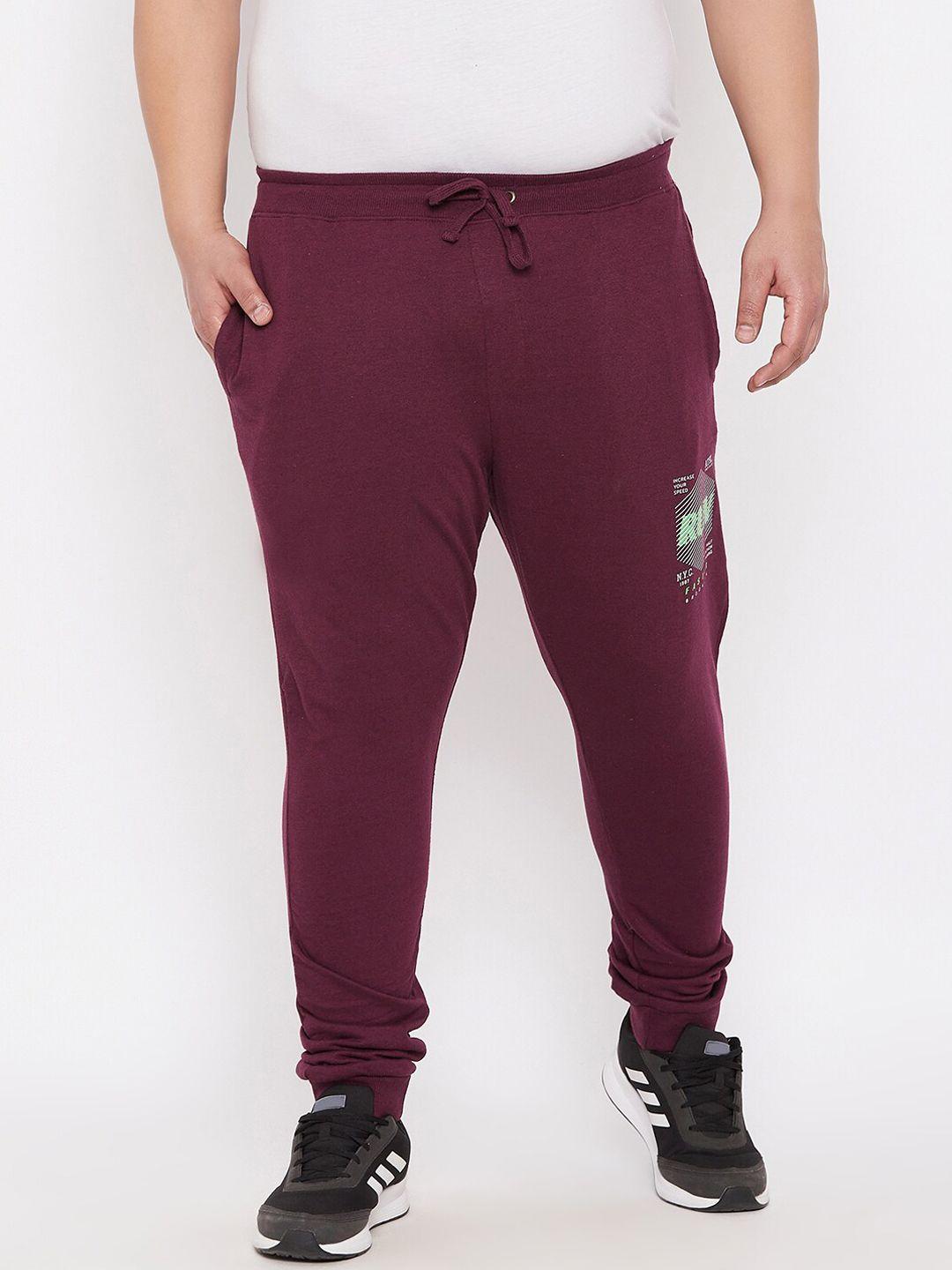 ardeur men plus size maroon typography printed regular-fit pure cotton joggers