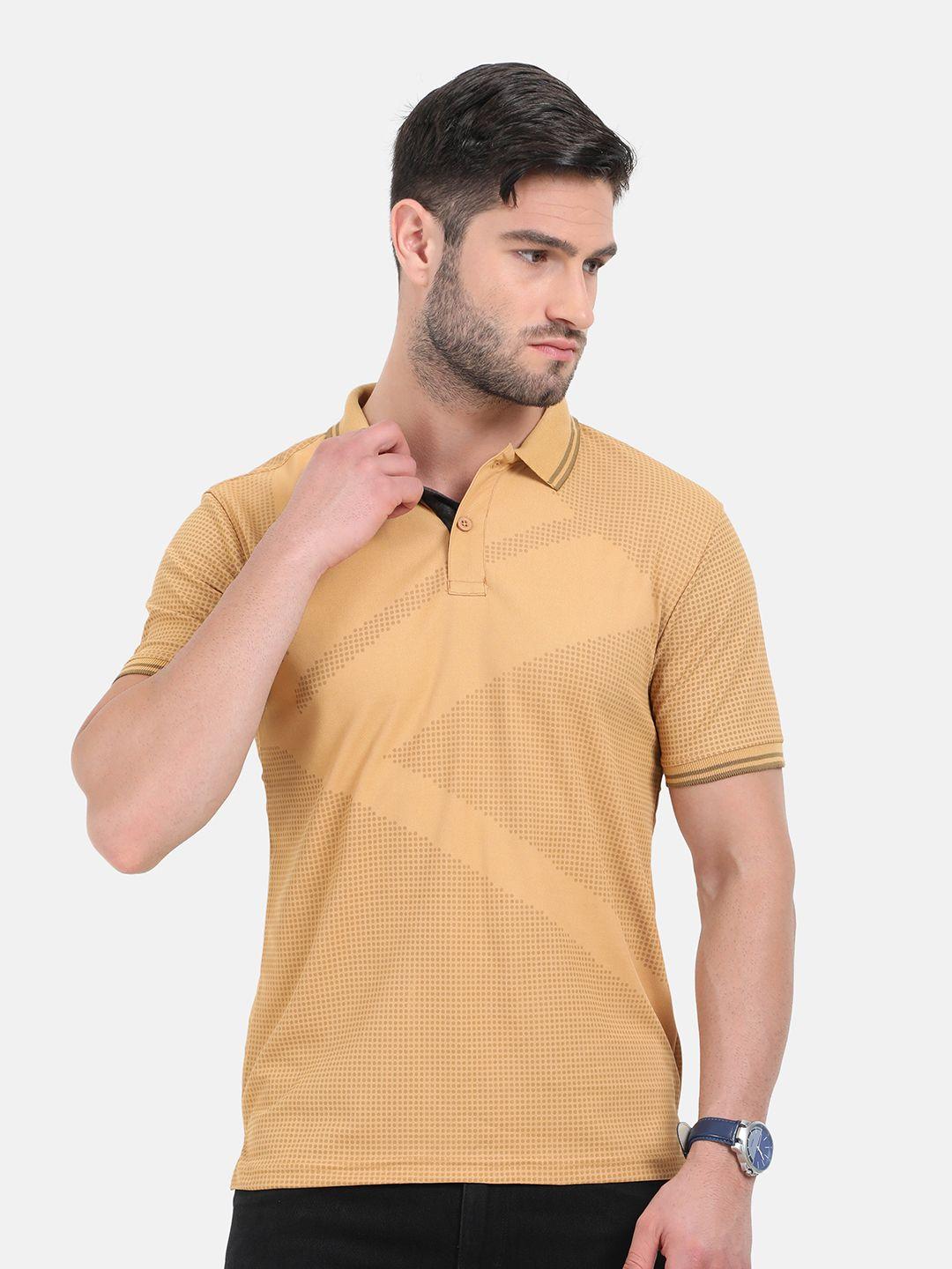 ardeur men yellow polo collar dri-fit pockets slim fit outdoor t-shirt