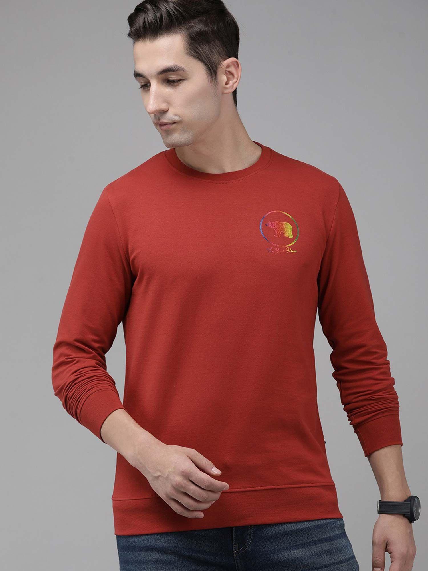 ardor edition men red slim fit printed sweatshirt