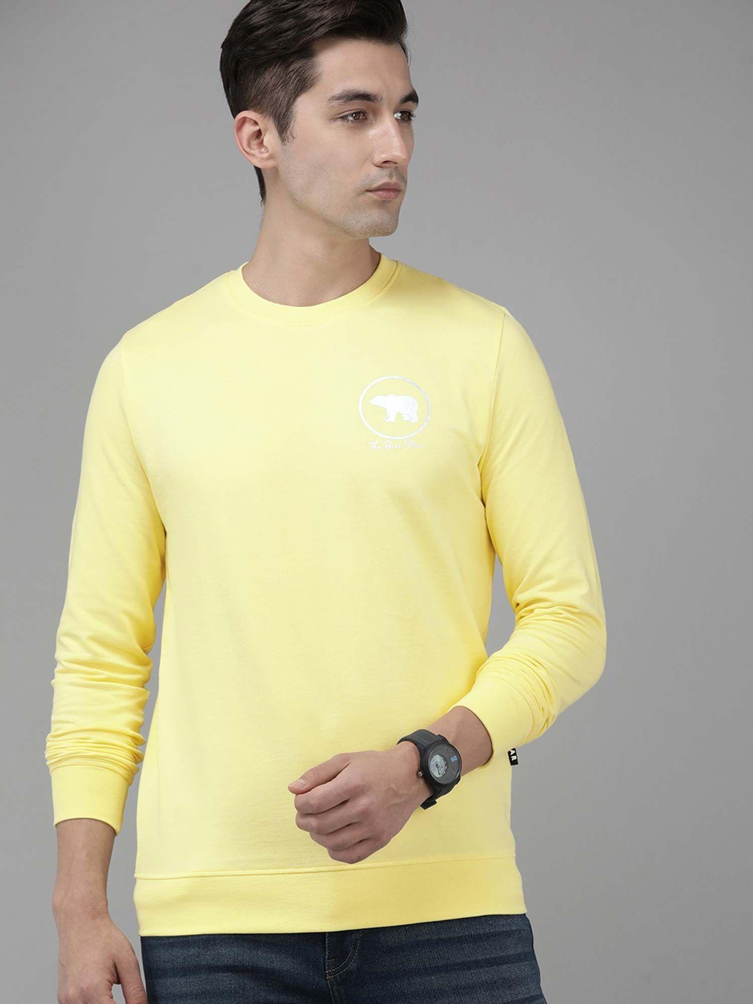 ardor edition men yellow slim fit printed sweatshirt