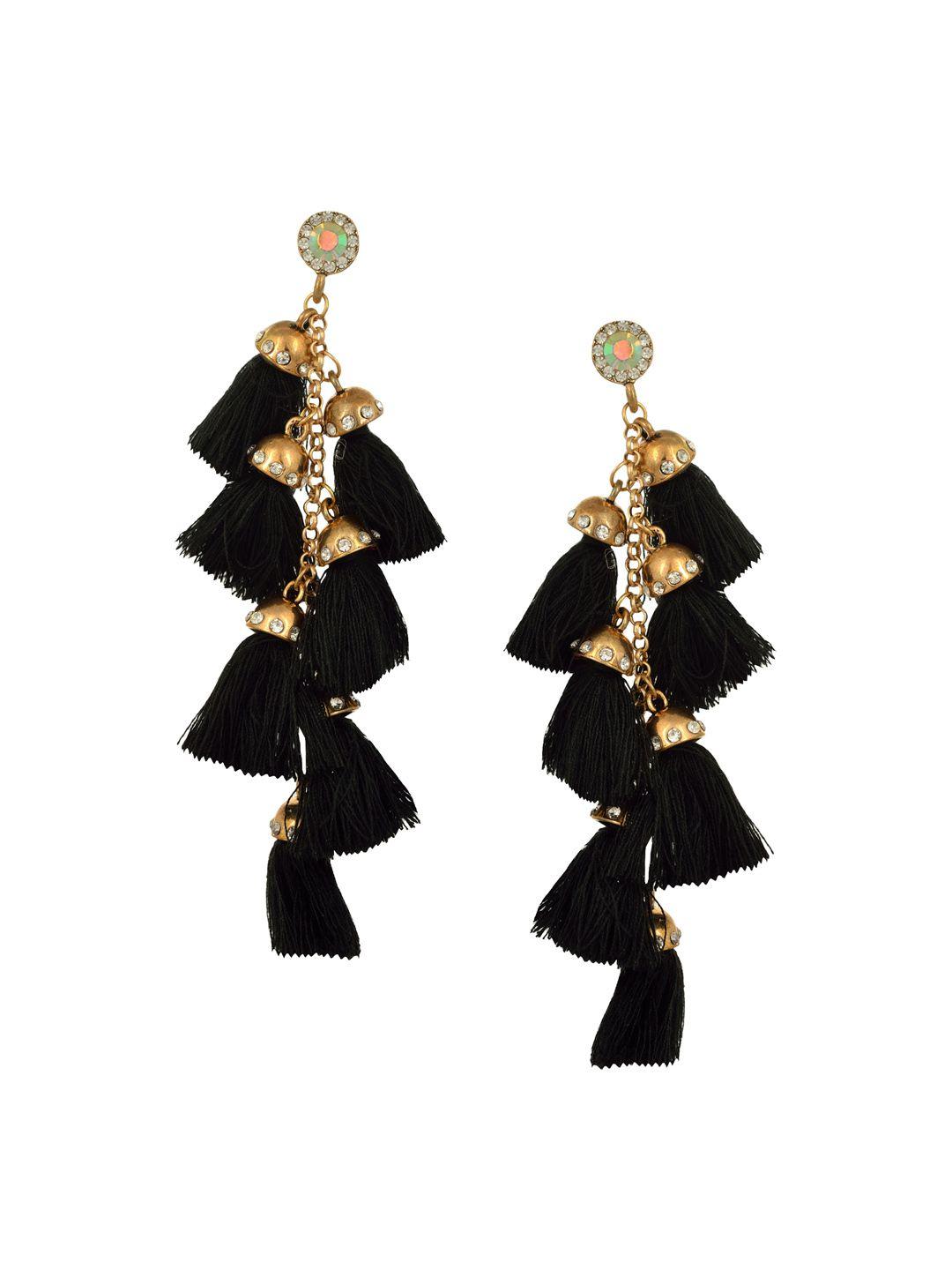 arendelle black fringe tassel earrings
