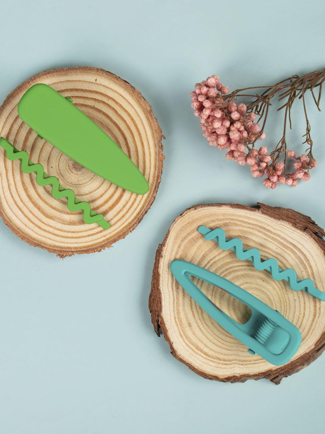 arendelle girls green & blue set of 4 hair accessory set