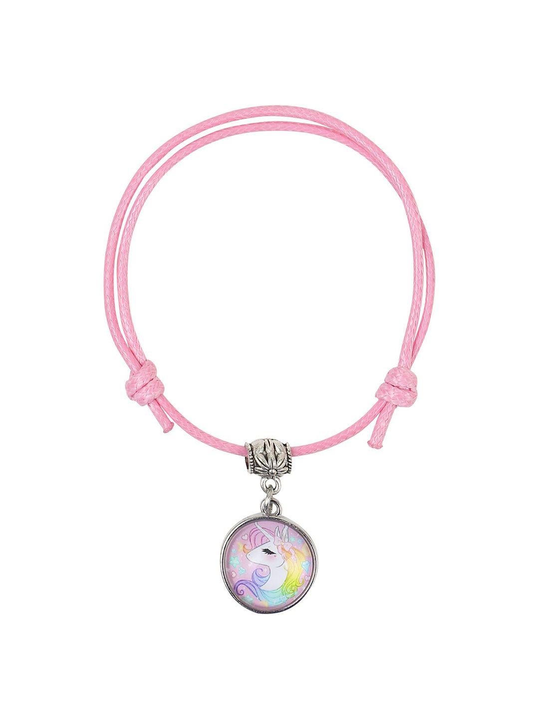 arendelle girls pink & silver-toned charm bracelet