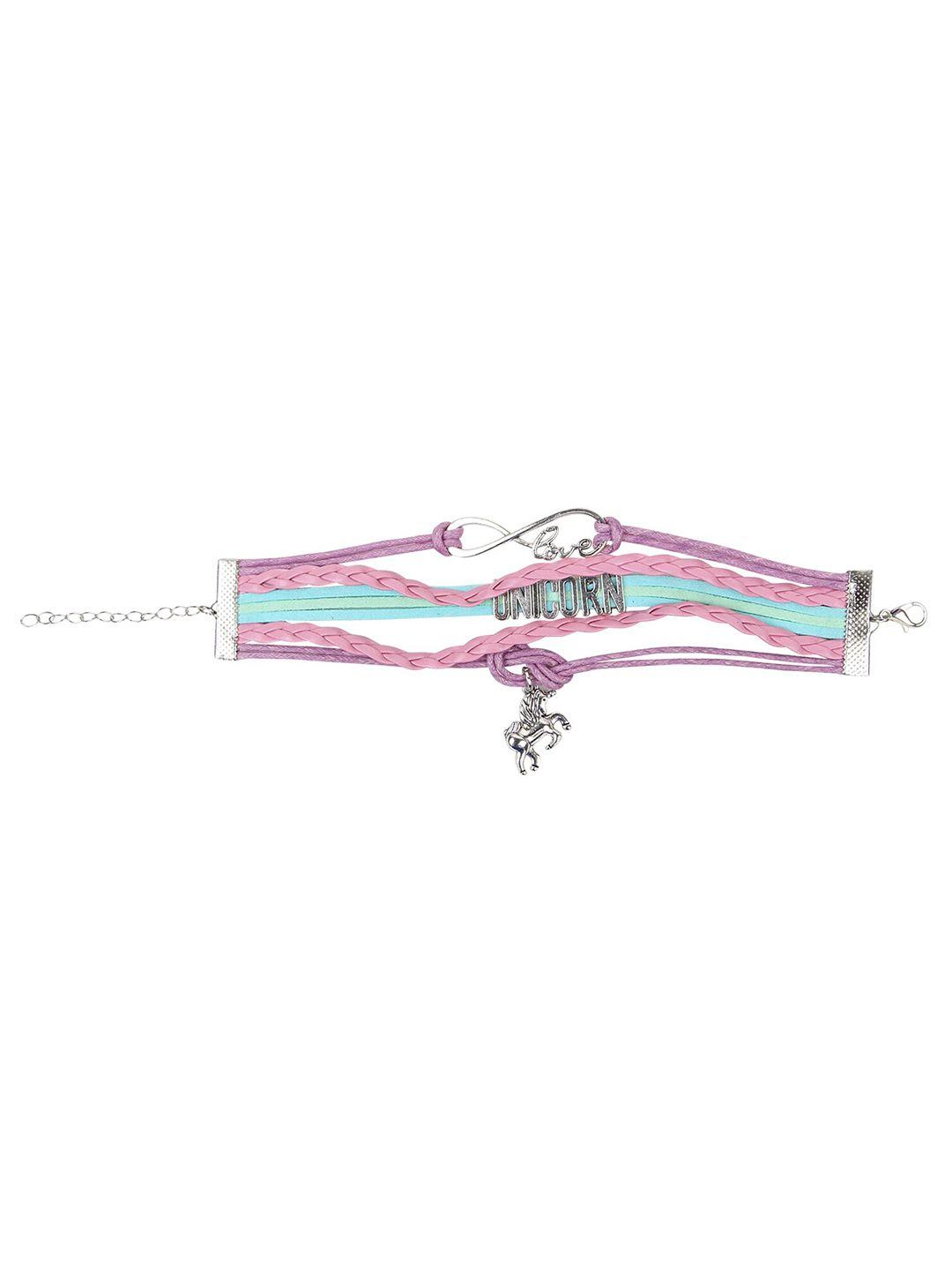 arendelle girls pink & turquoise blue multistrand bracelet