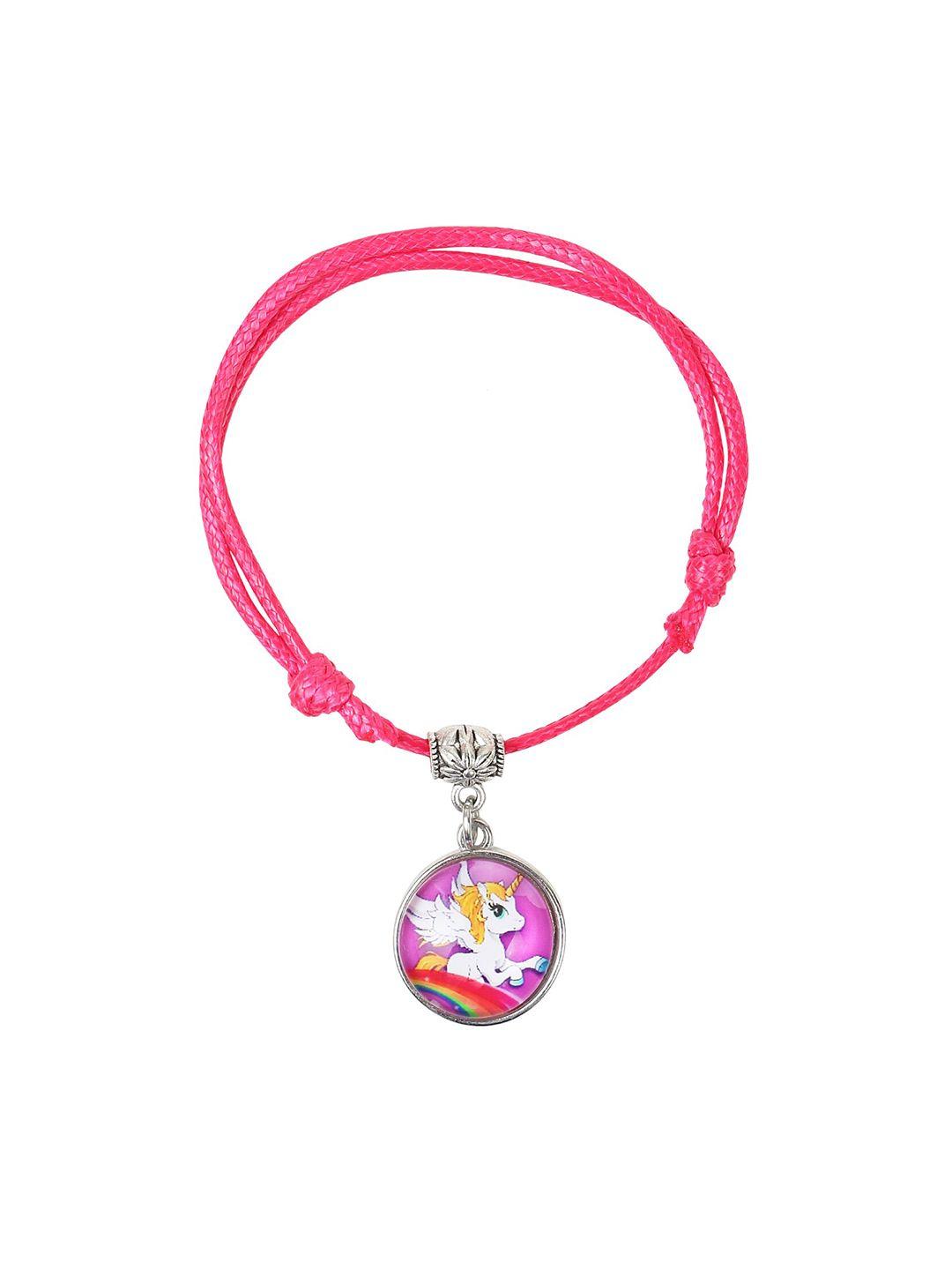 arendelle girls pink-toned unicorn charm bracelet