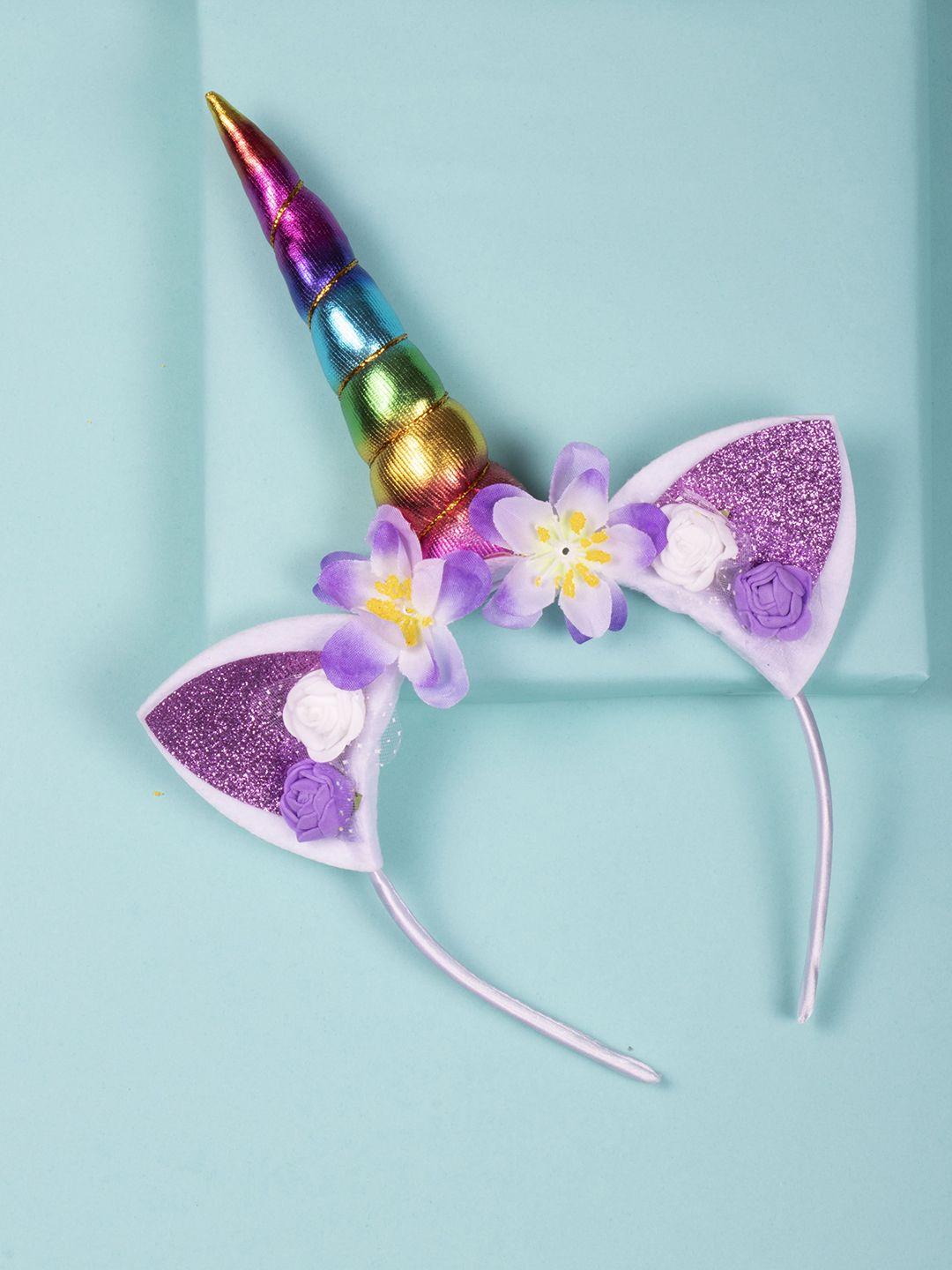 arendelle girls purple & yellow unicorn horn hairband