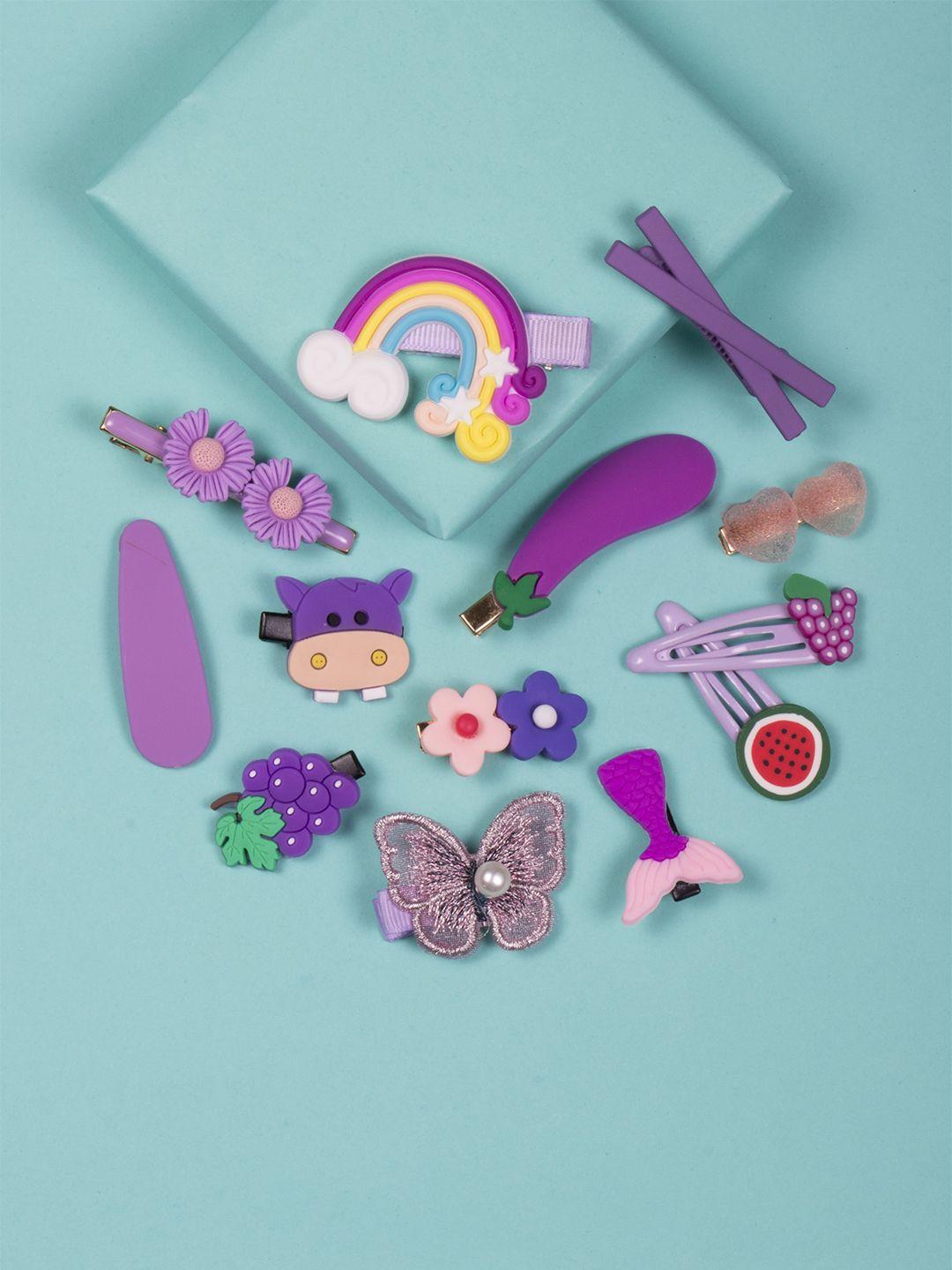 arendelle girls set of 13 purple hair accessory set