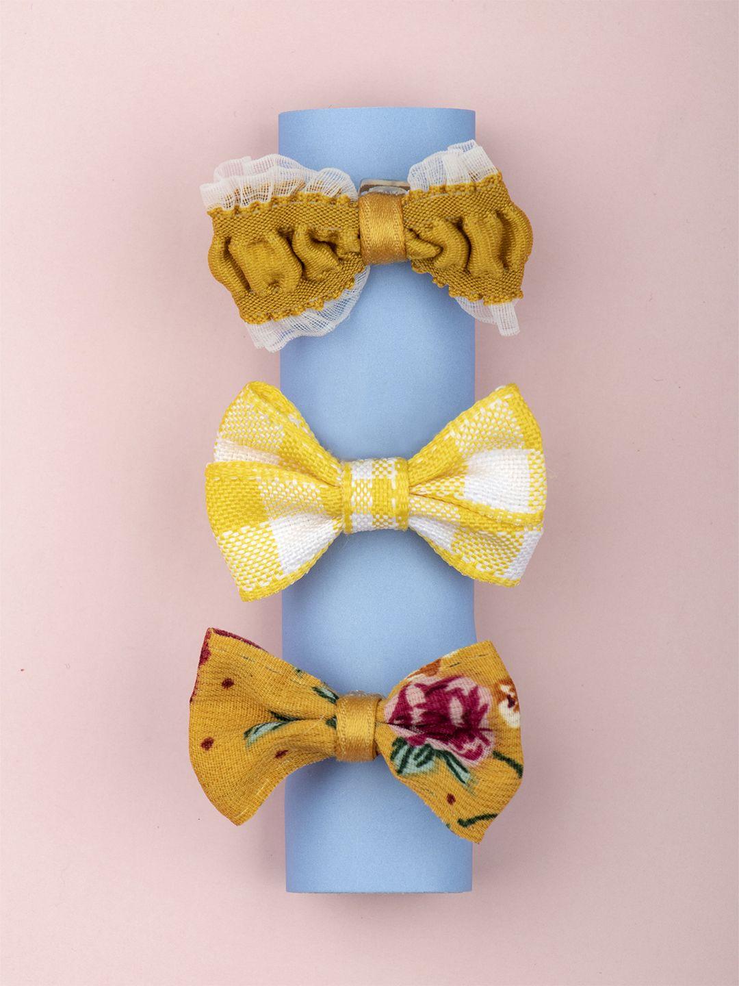 arendelle girls set of 3 yellow & white ponytail holders