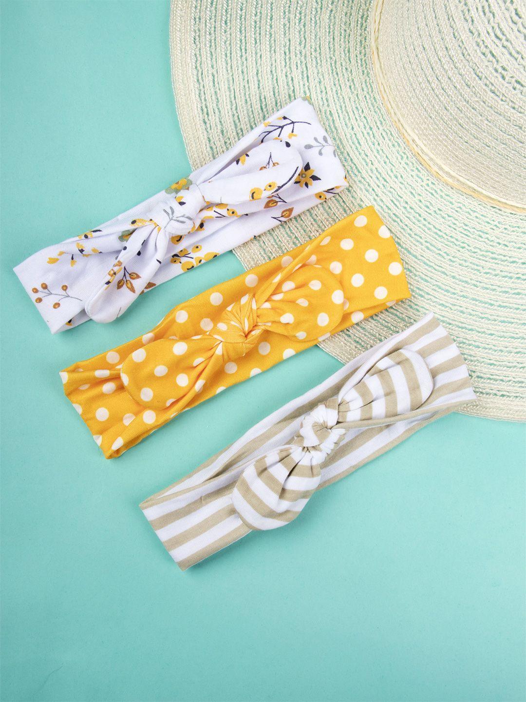 arendelle girls yellow & white set of 3 hairband