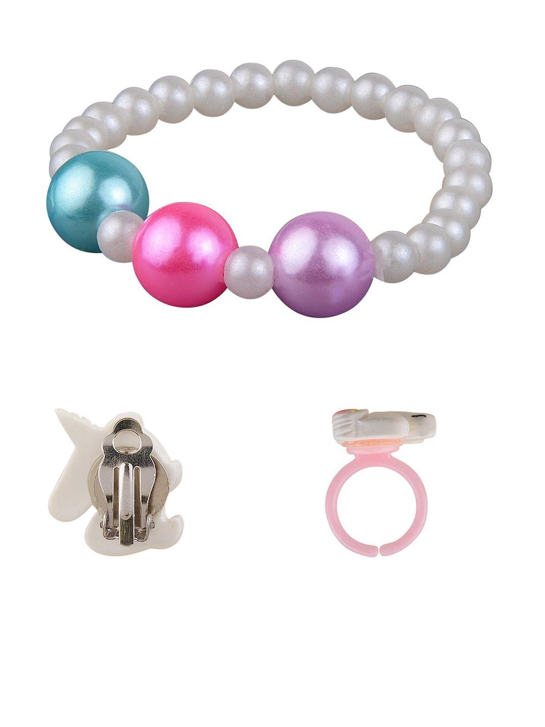 arendelle white & pink beads jewellery set