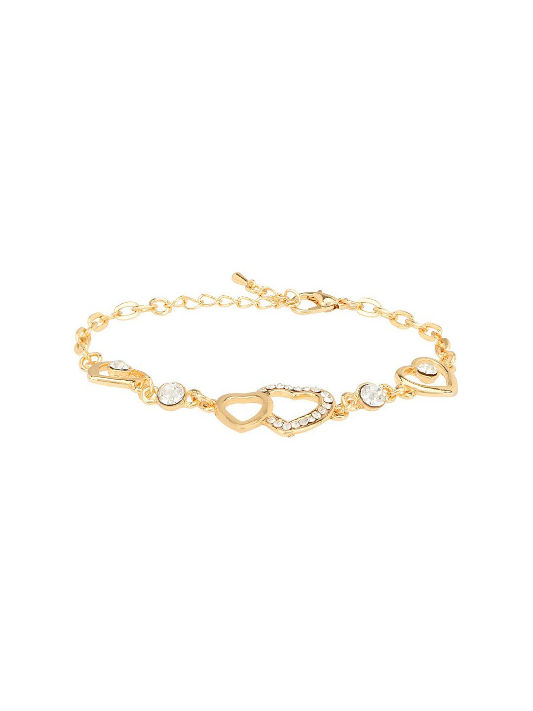 arendelle women gold-toned & white crystal detailed link bracelet