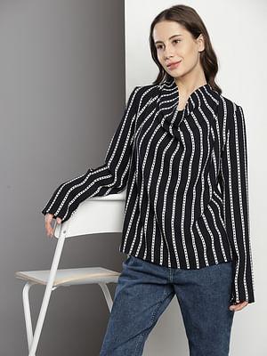 argyle stripe cowl neck blouse