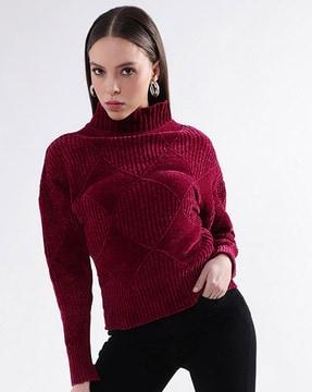 argyle-knit high-neck pullover