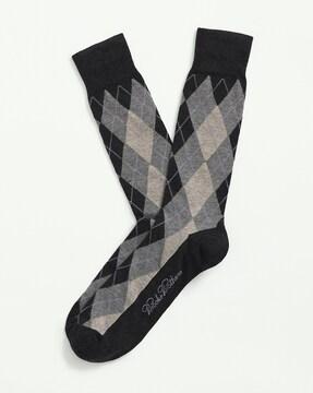 argyle socks with placement brand-knit