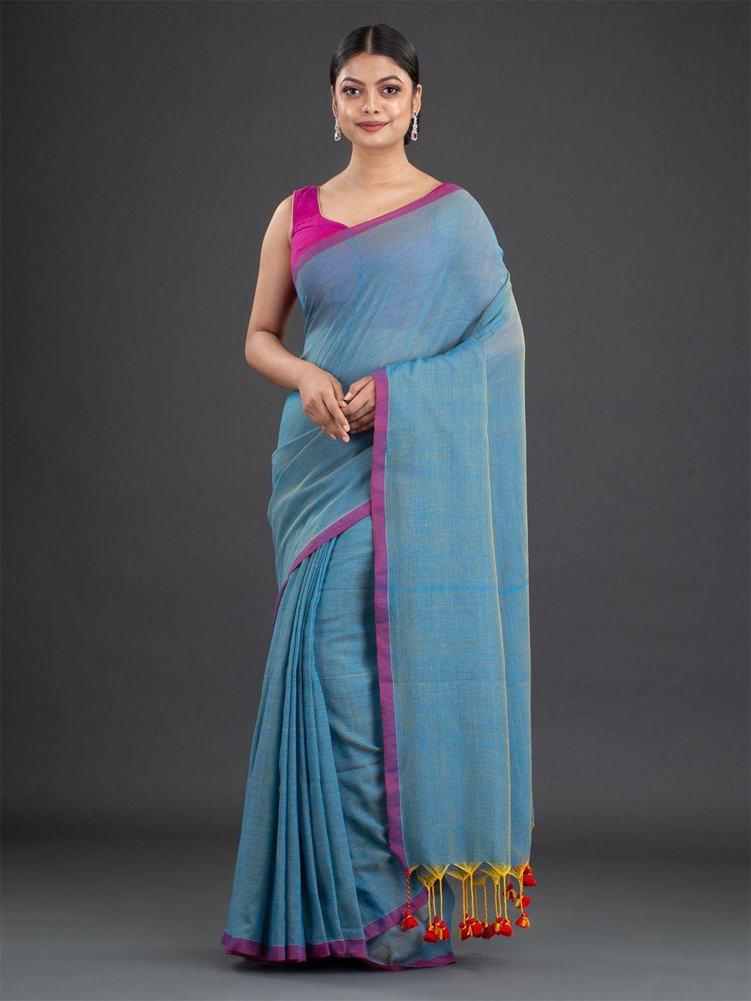 arhi blue & yellow pure cotton saree