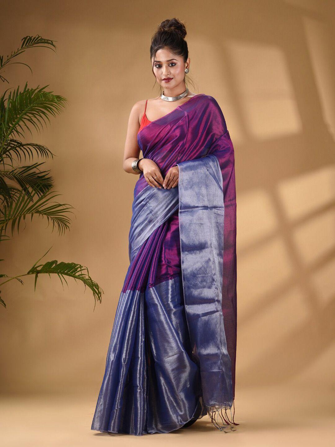 arhi colourblocked taseled tissue saree