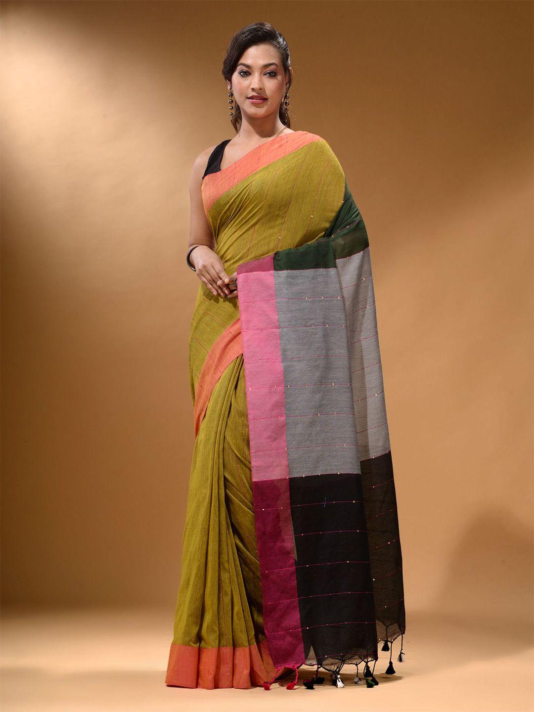 arhi colourblocked sequined pure cotton saree