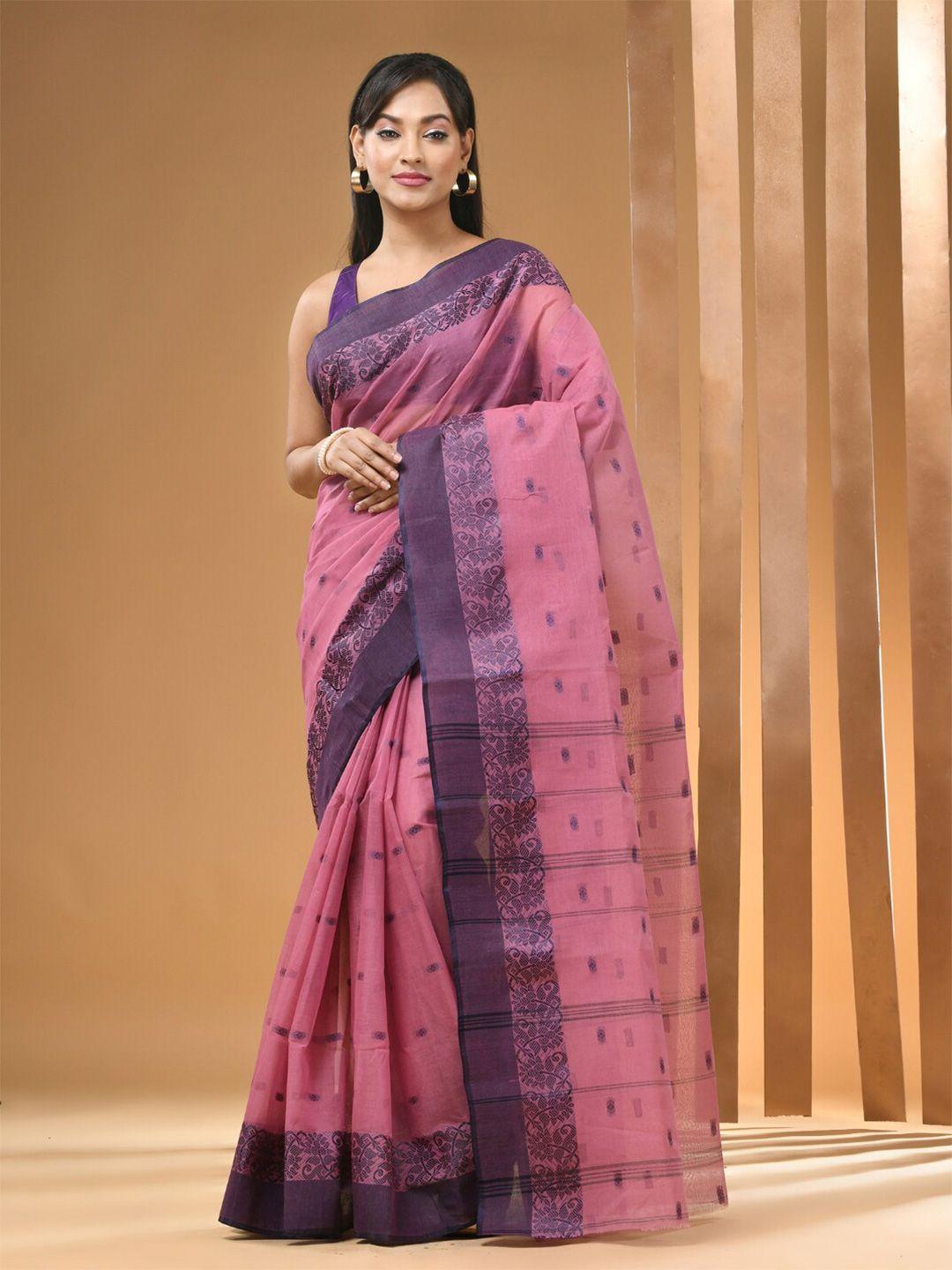 arhi ethnic motifs woven design pure cotton taant saree
