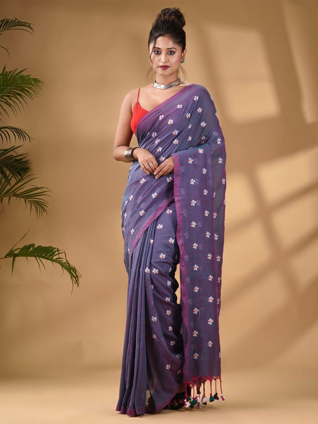 arhi floral embroidered pure cotton saree