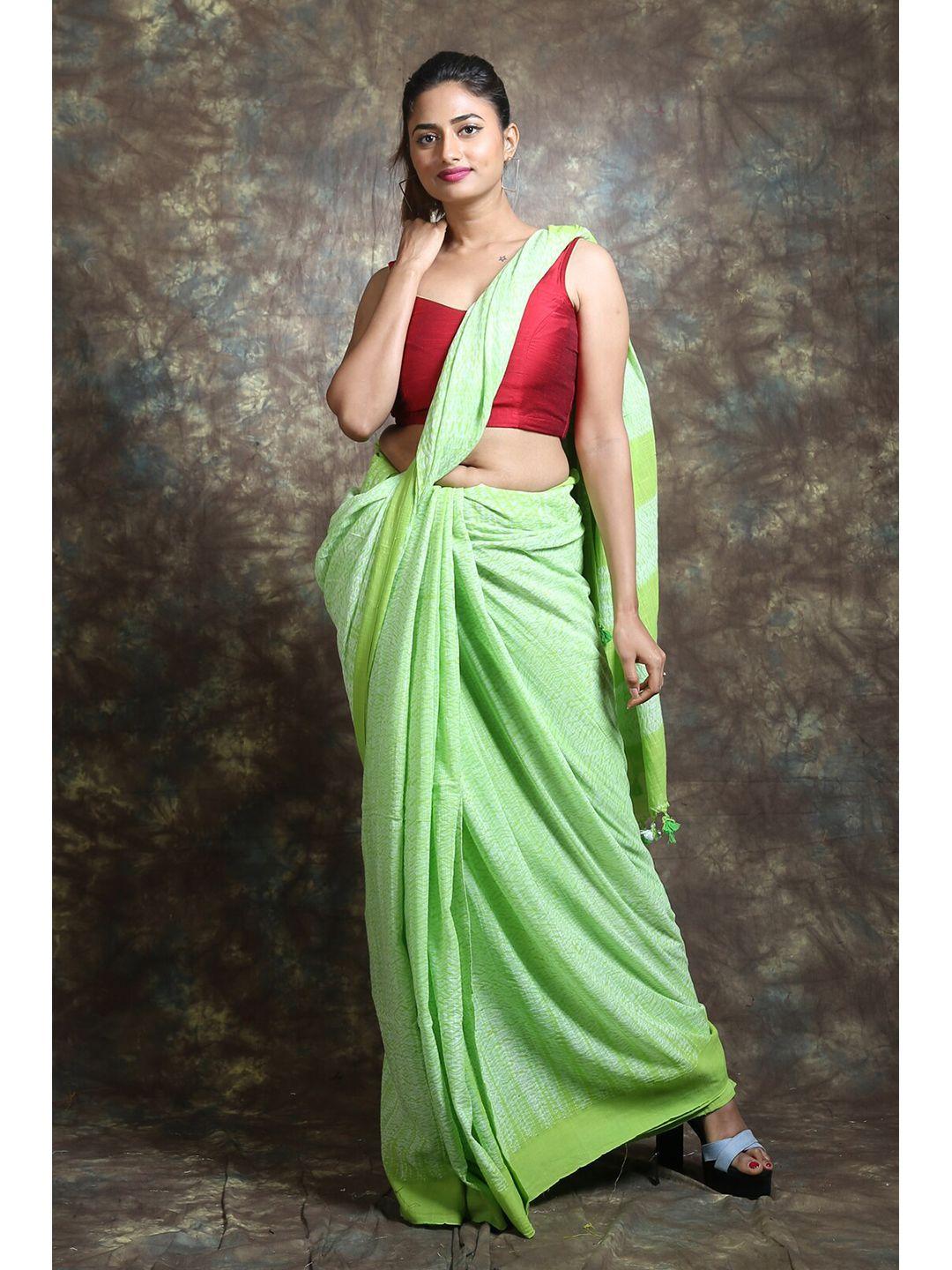 arhi green printed pure cotton saree