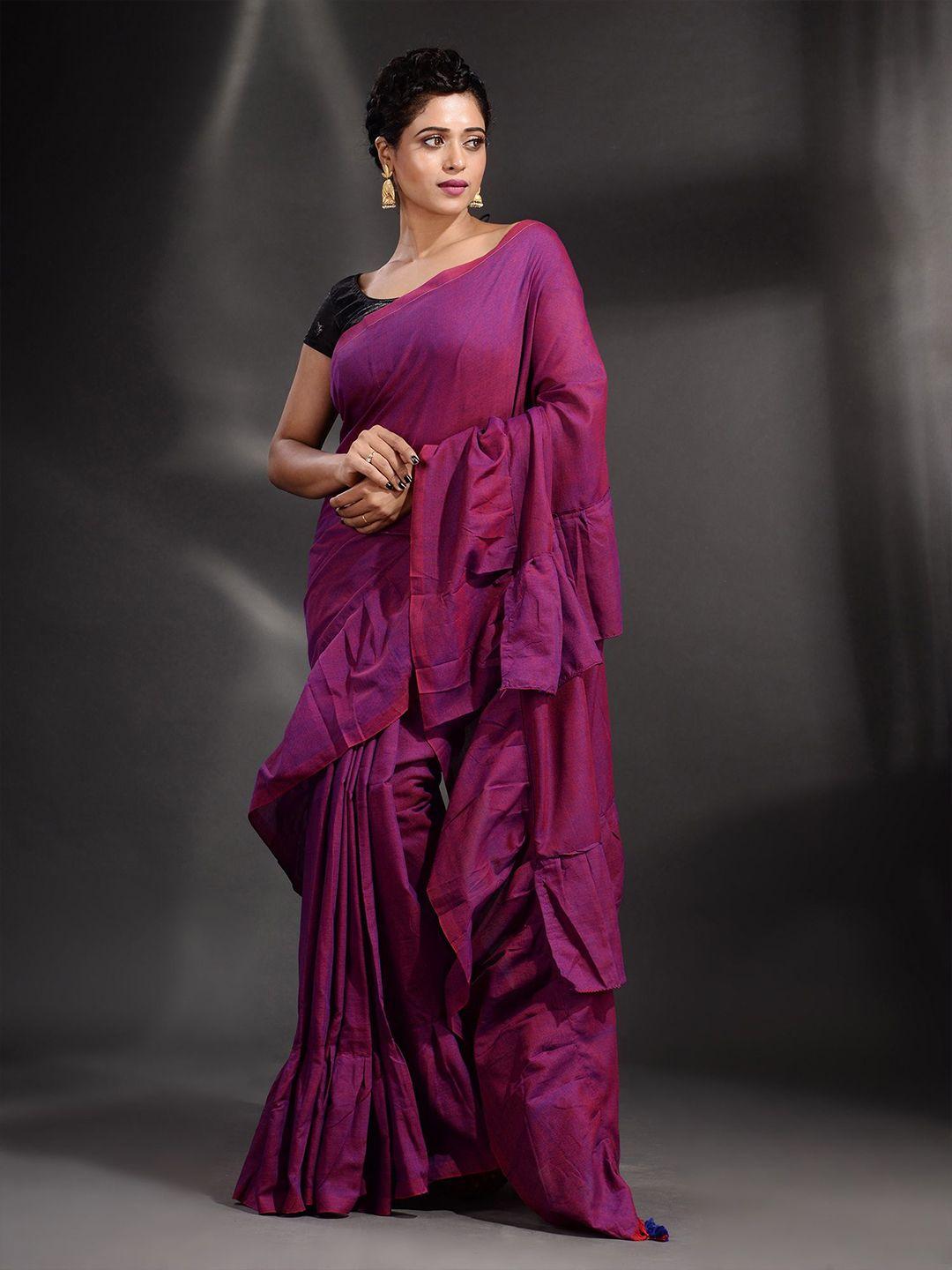 arhi purple woven design pure cotton saree