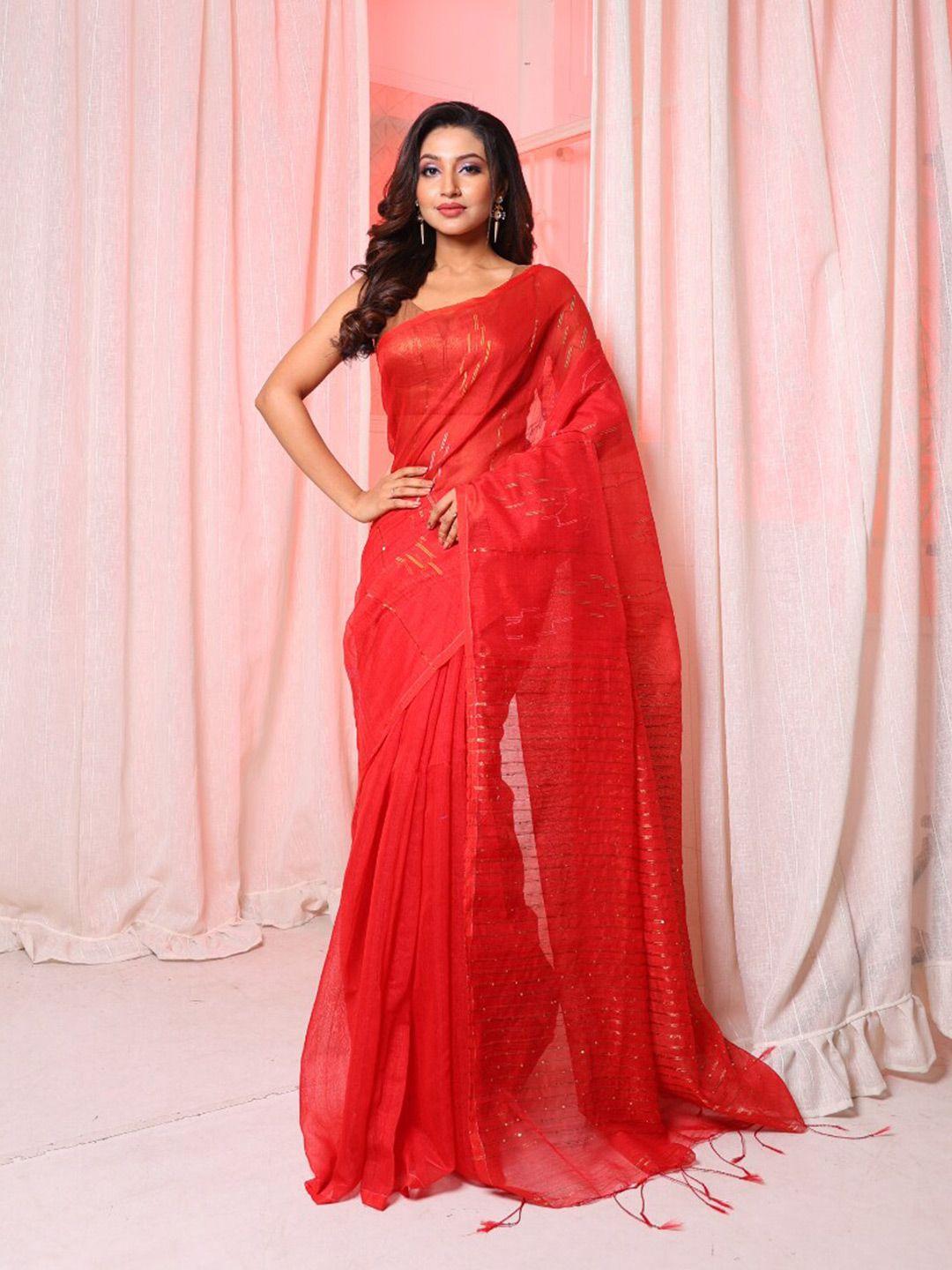 arhi red & white saree